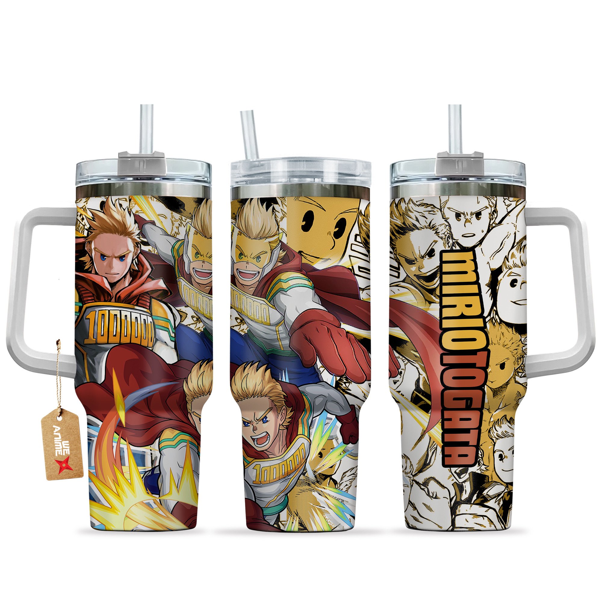 Hydratemerch Mirio Togata (Lemillion) My Hero Academia Anime Custom Stanley Quencher 40oz Stainless Steel Tumbler With Handle