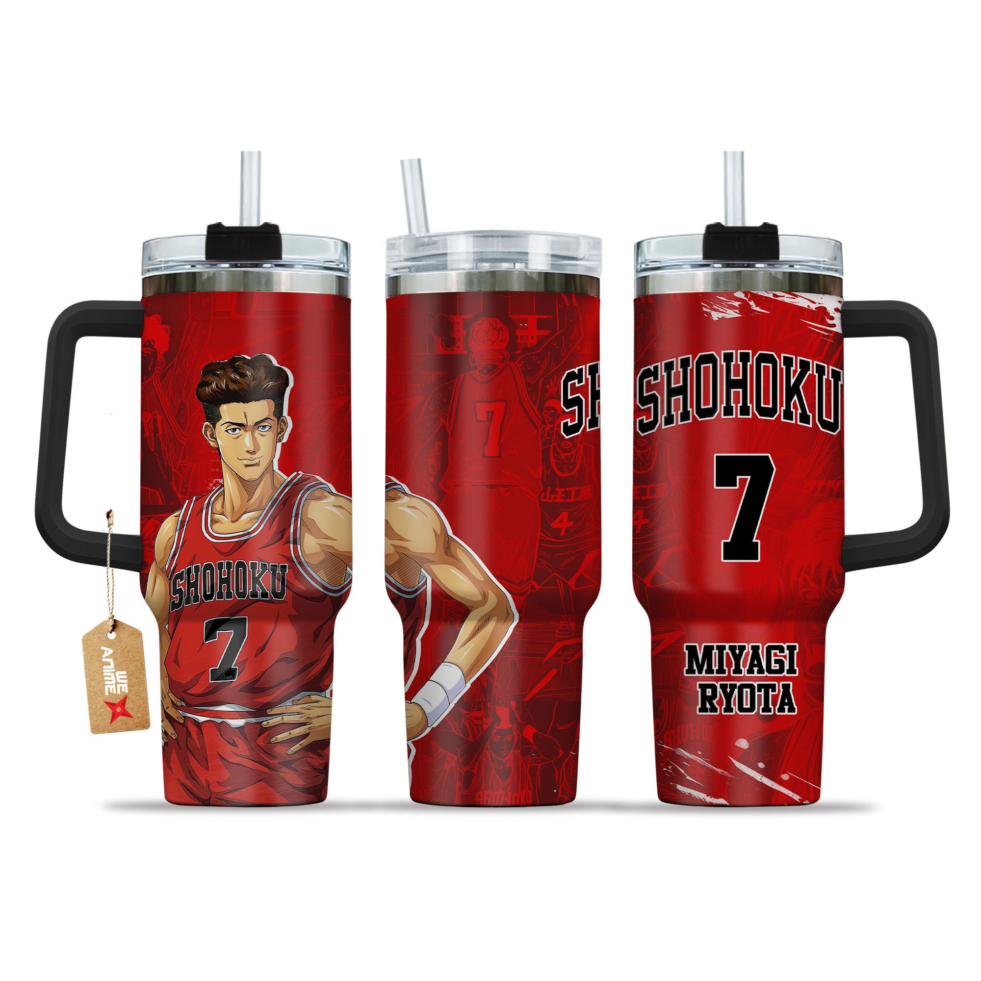 Hydratemerch Miyagi Ryota Slam Dunk Anime Custom Stanley Quencher 40oz Stainless Steel Tumbler With Handle