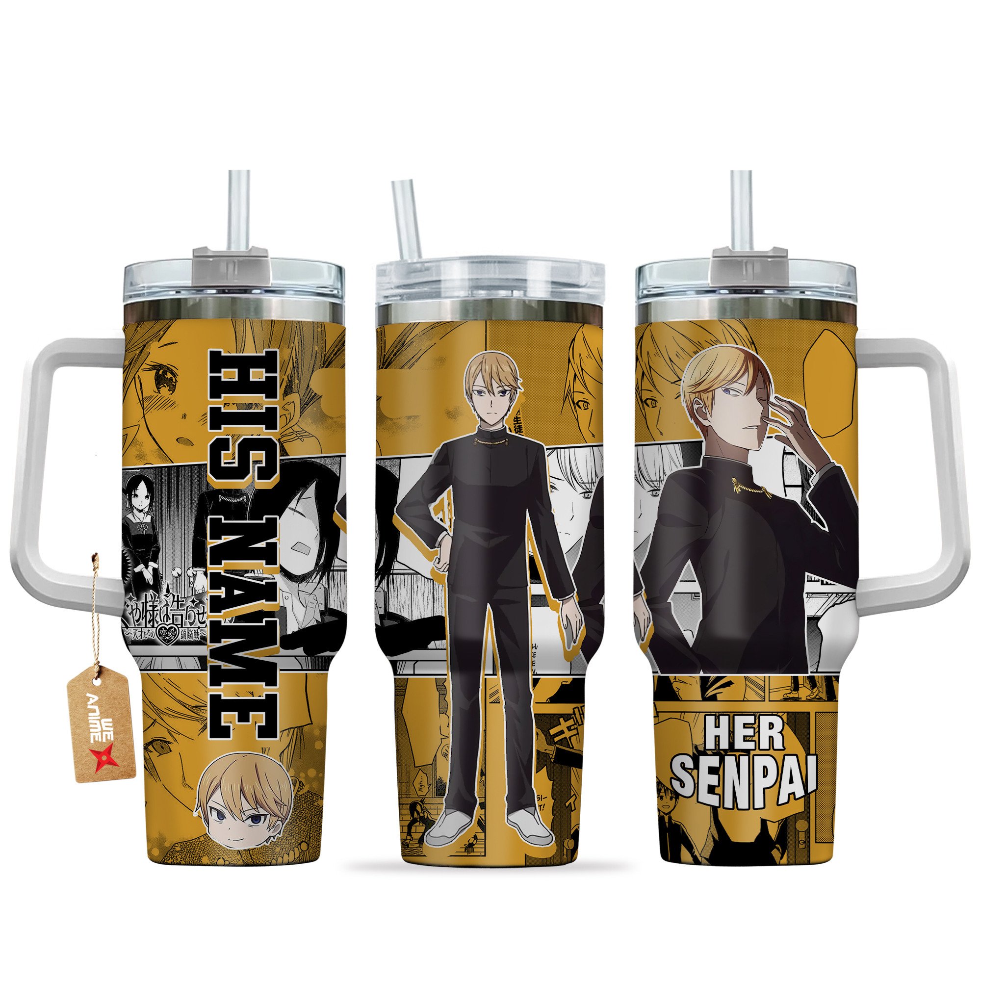 Hydratemerch Miyuki Shirogane Kaguya-sama: Love Is War Anime Custom Stanley Quencher 40oz Stainless Steel Tumbler With Handle