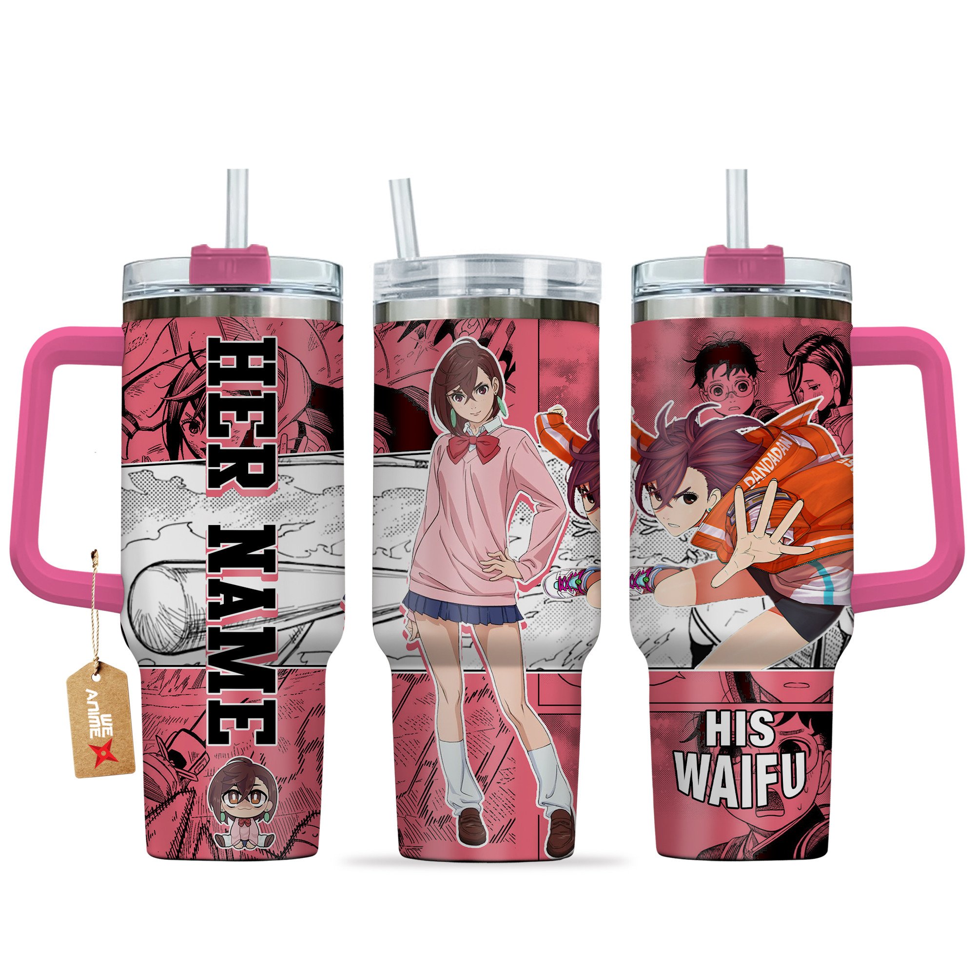 Hydratemerch Momo Ayase Dandadan Anime Custom Stanley Quencher 40oz Stainless Steel Tumbler With Handle