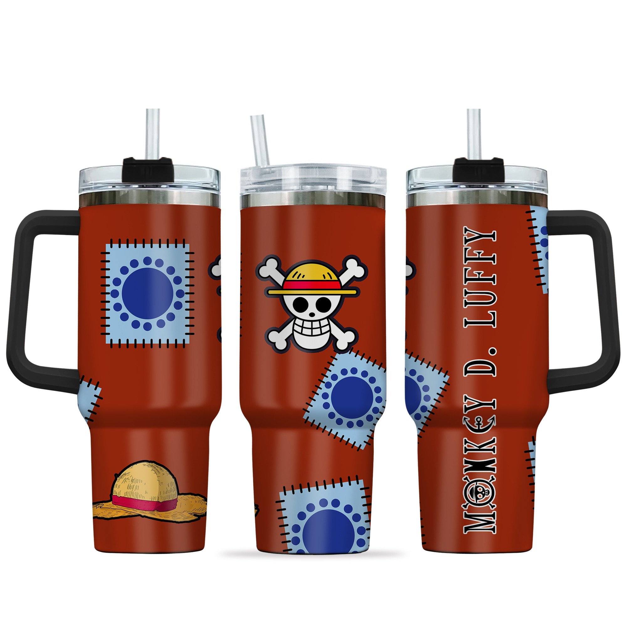 Hydratemerch Monkey D. Luffy Wano Arc One Piece Anime Custom Stanley Quencher 40oz Stainless Steel Tumbler With Handle