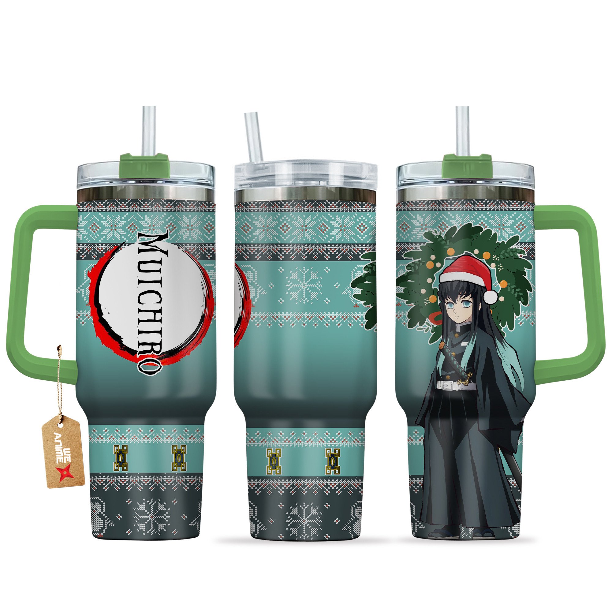Hydratemerch Muichiro Demon Slayer Anime Custom Stanley Quencher 40oz Stainless Steel Tumbler With Handle