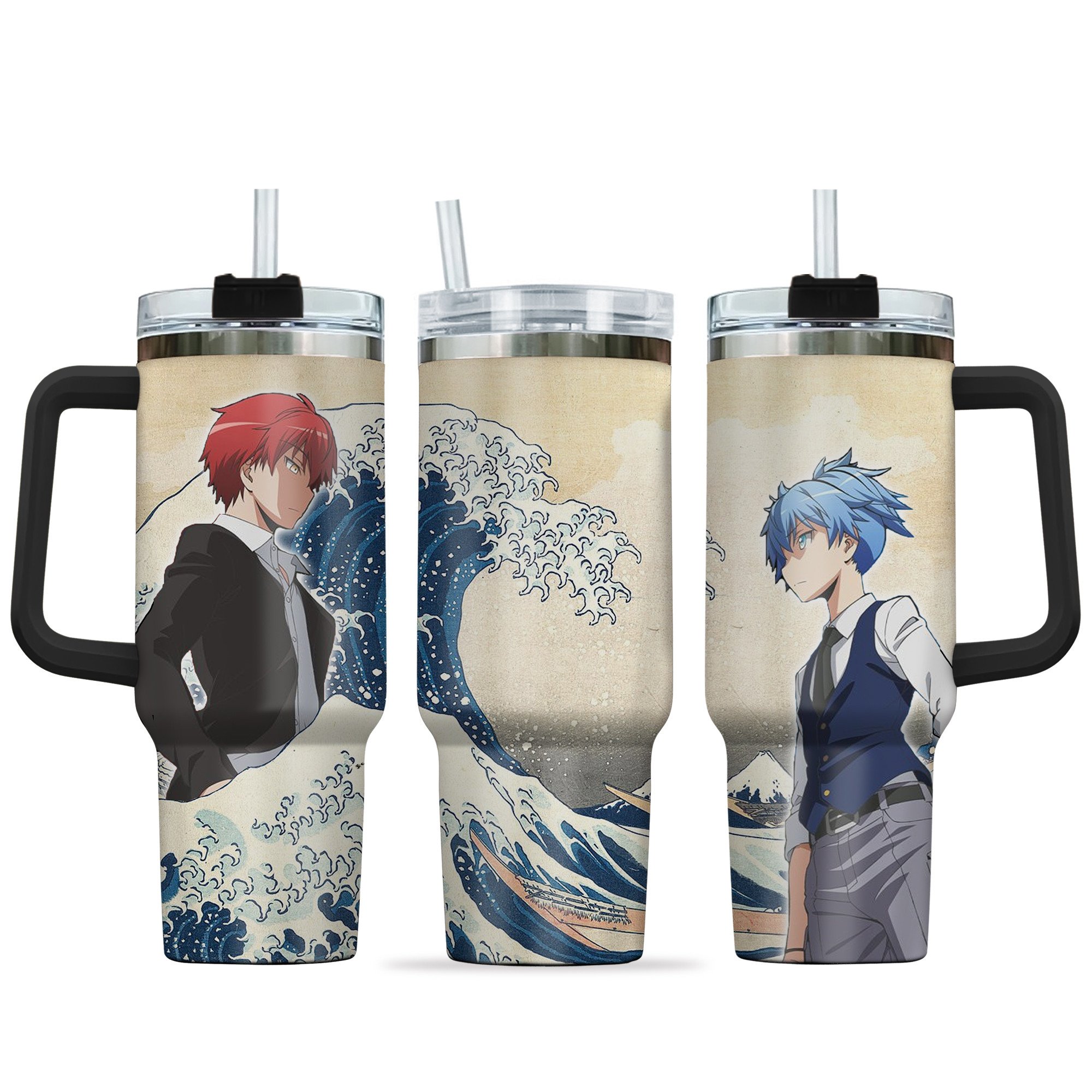 Hydratemerch Nagisa x Karma Anime Custom Stanley Quencher 40oz Stainless Steel Tumbler With Handle