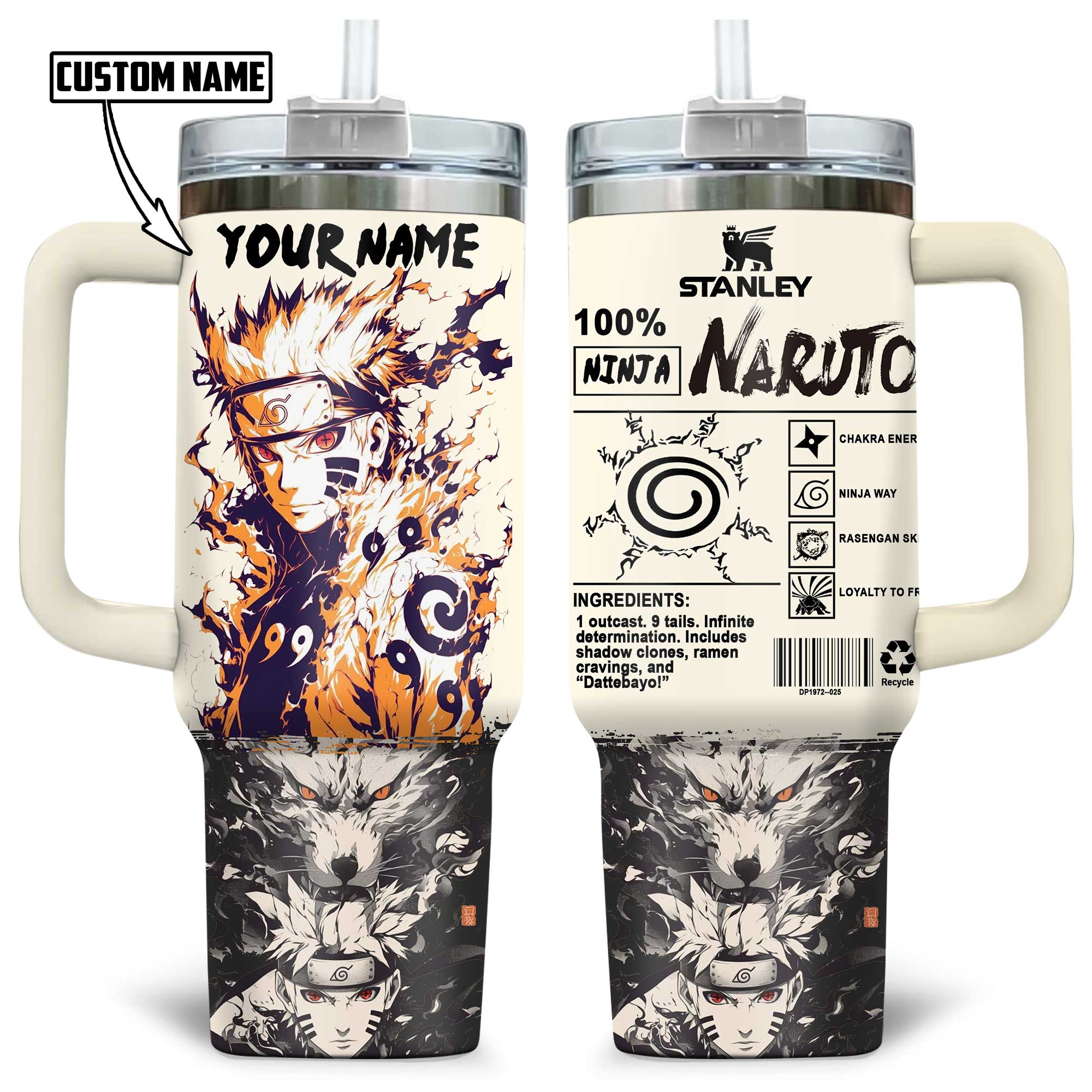 Hydratemerch Naruto Anime Custom Stanley Quencher 40oz Stainless Steel Tumbler With Handle