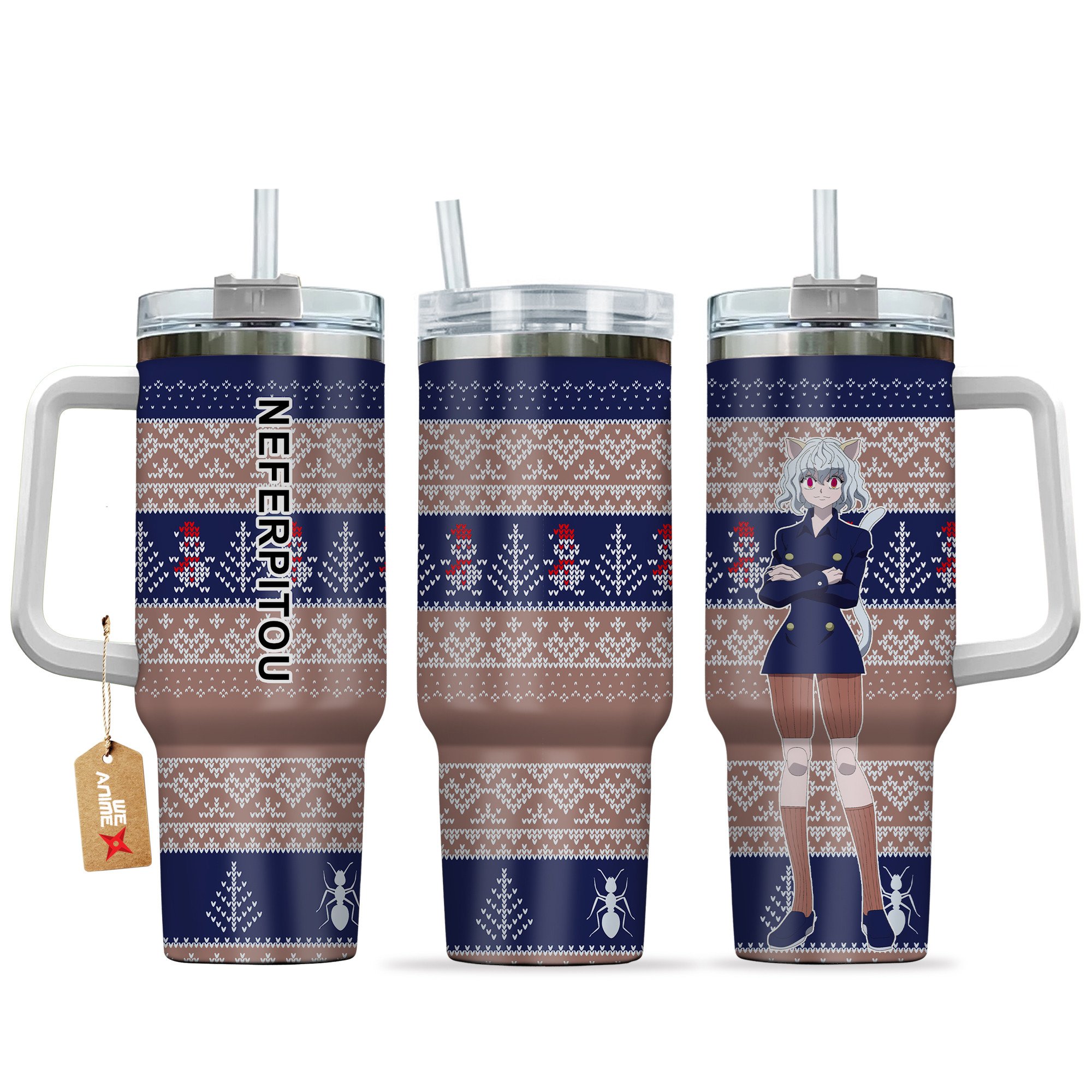 Hydratemerch Neferpitou Hunter x Hunter Anime Custom Stanley Quencher 40oz Stainless Steel Tumbler With Handle
