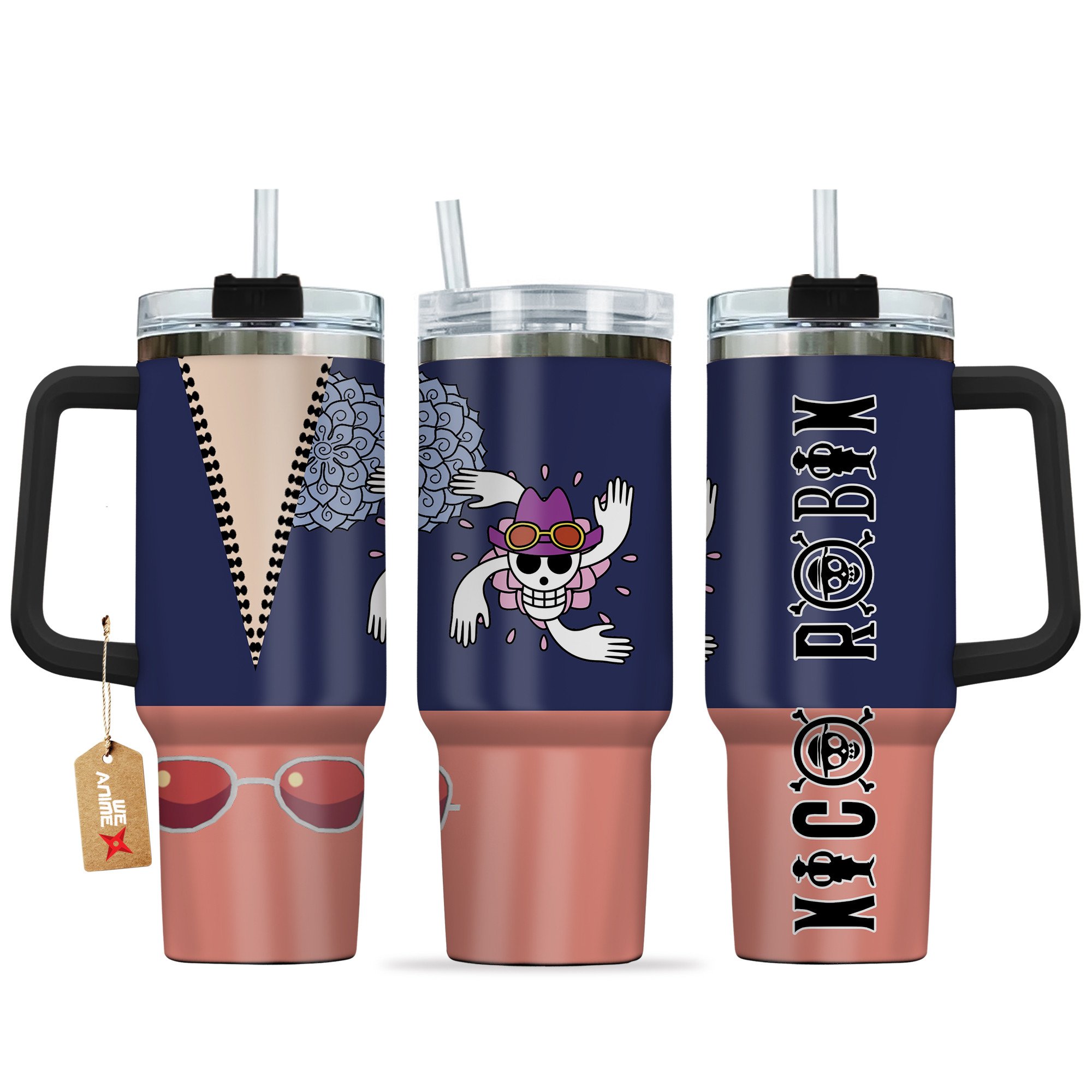 Hydratemerch Nico Robin One Piece Anime Custom Stanley Quencher 40oz Stainless Steel Tumbler With Handle