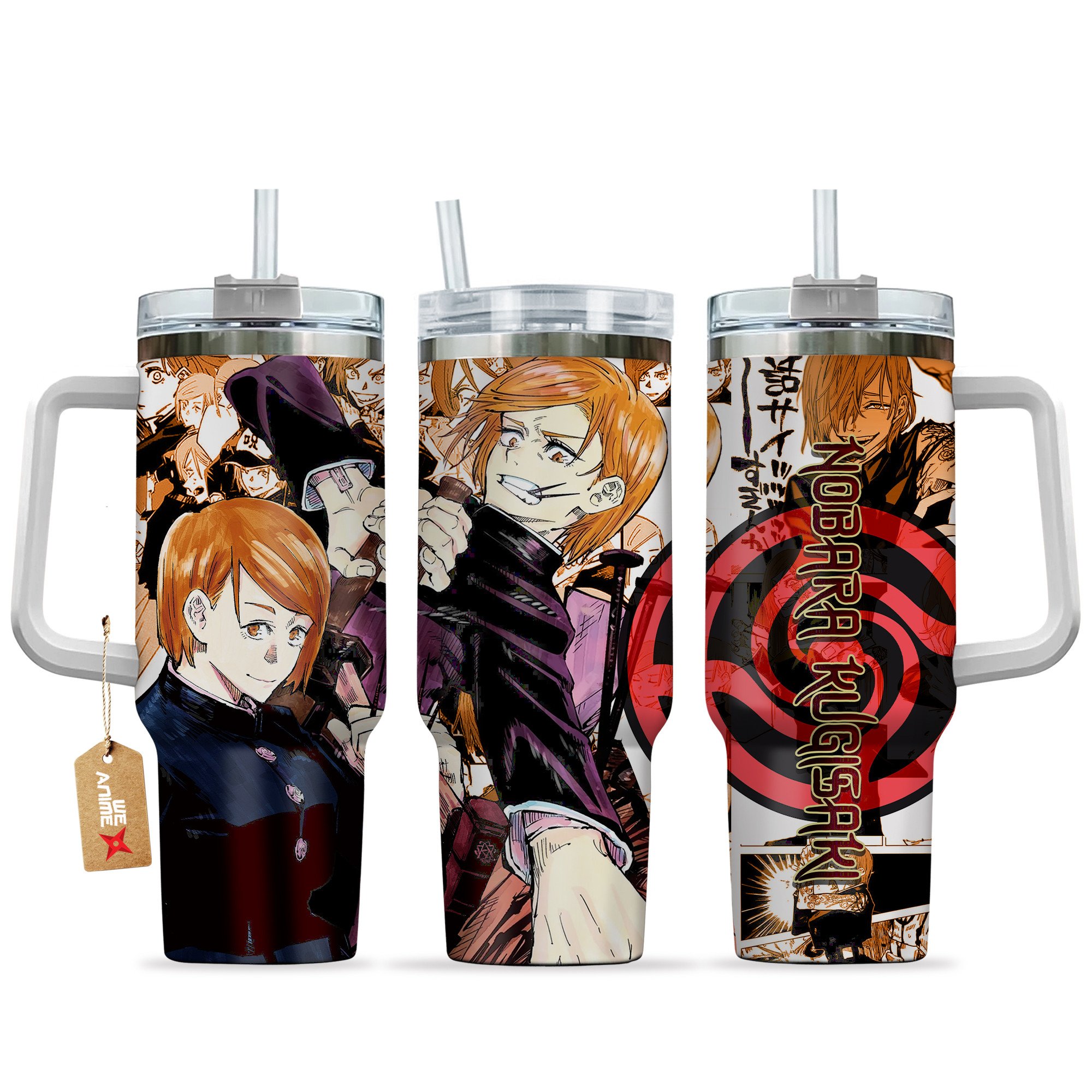 Hydratemerch Nobara Kugisaki Jujutsu Kaisen Anime Custom Stanley Quencher 40oz Stainless Steel Tumbler With Handle