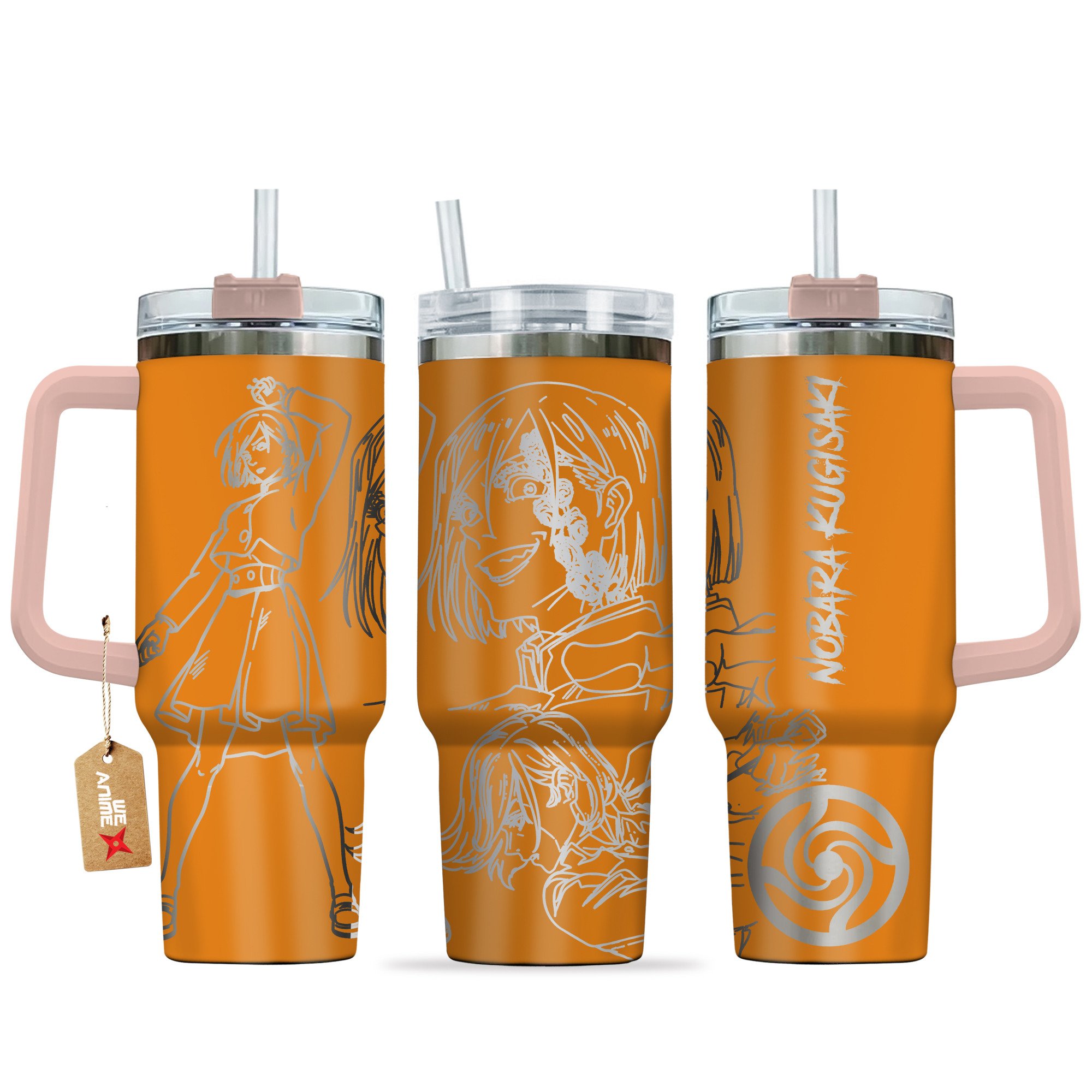 Hydratemerch Nobara Kugisaki Jujutsu Kaisen Anime Custom Stanley Quencher 40oz Stainless Steel Tumbler With Handle