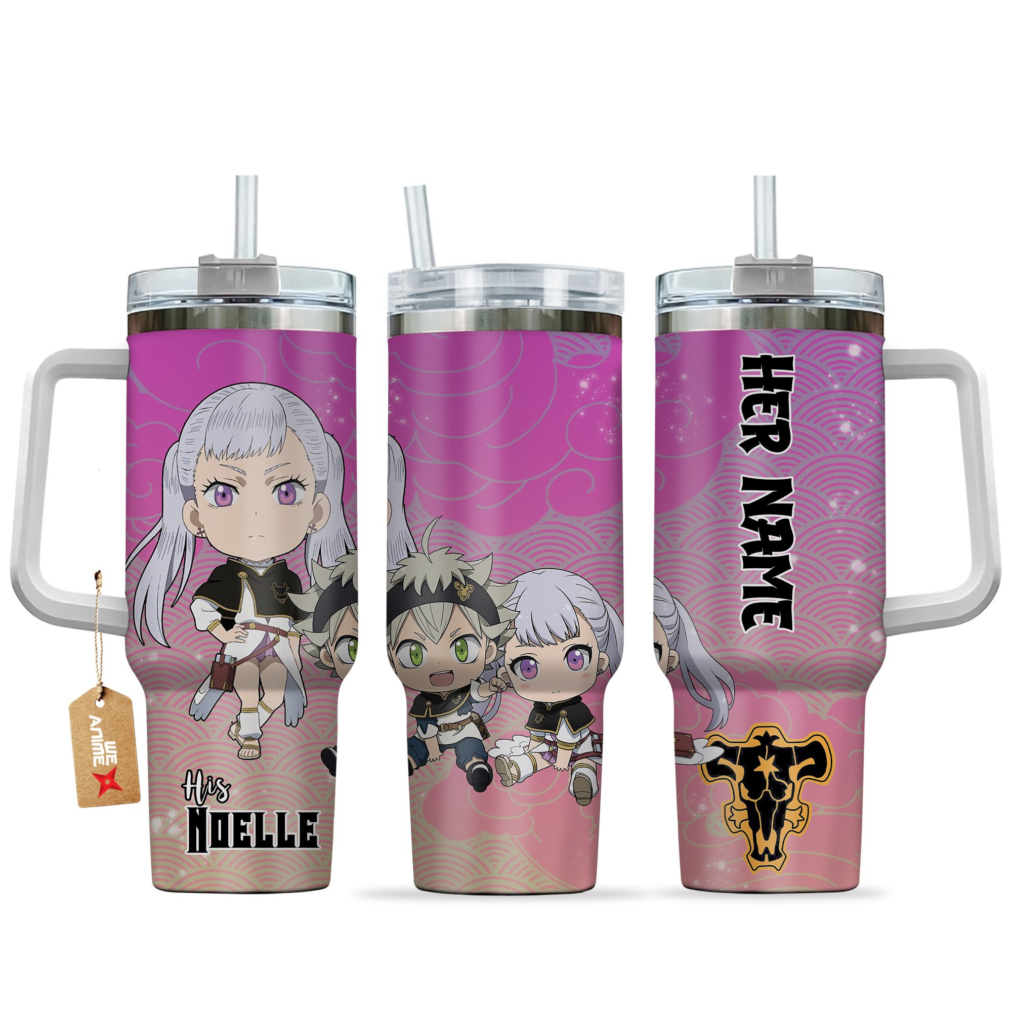 Hydratemerch Noelle Silva Black Clover Anime Valentine Custom Stanley Quencher 40oz Stainless Steel Tumbler With Handle