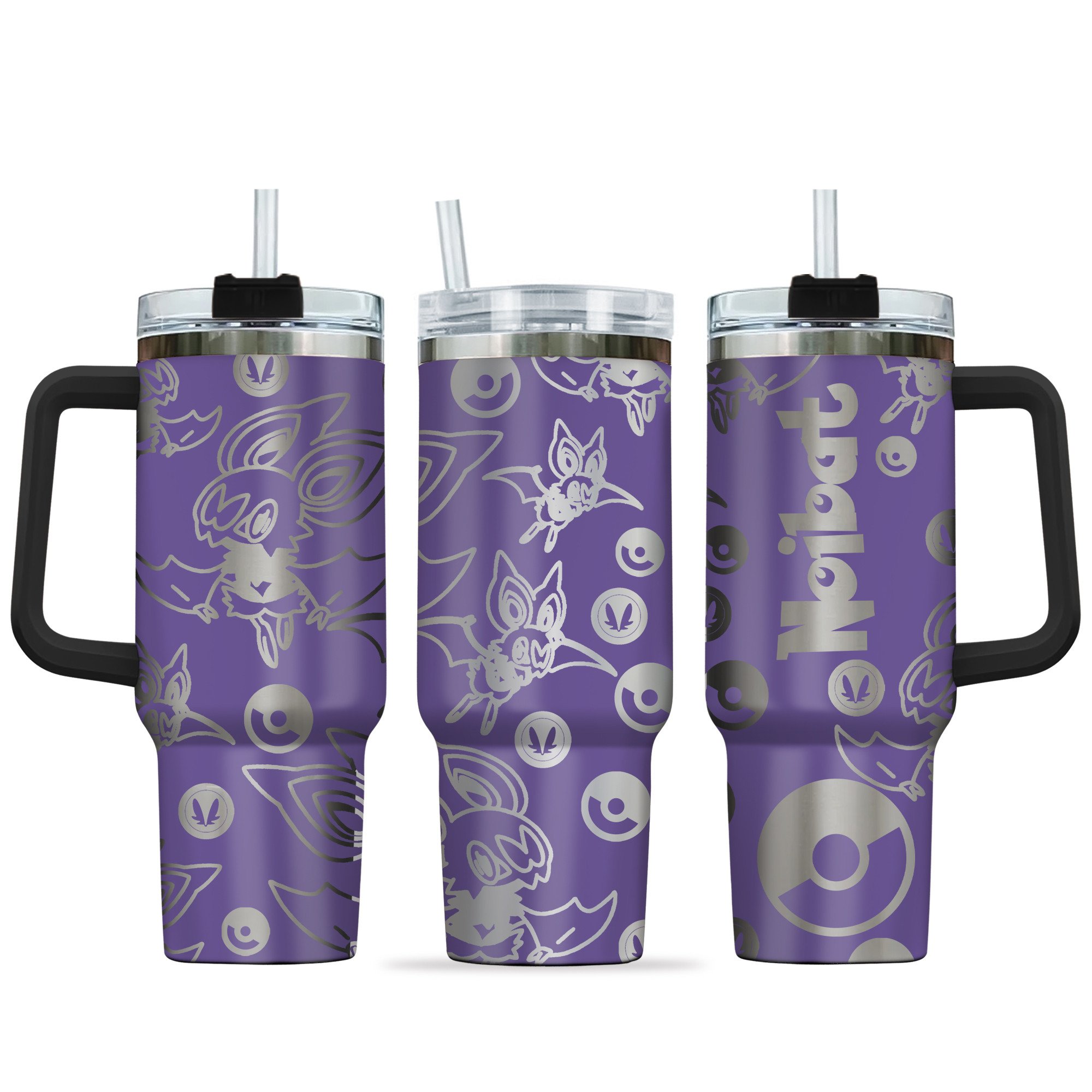 Hydratemerch Noibat Pokemon Anime Custom Stanley Quencher 40oz Stainless Steel Tumbler With Handle