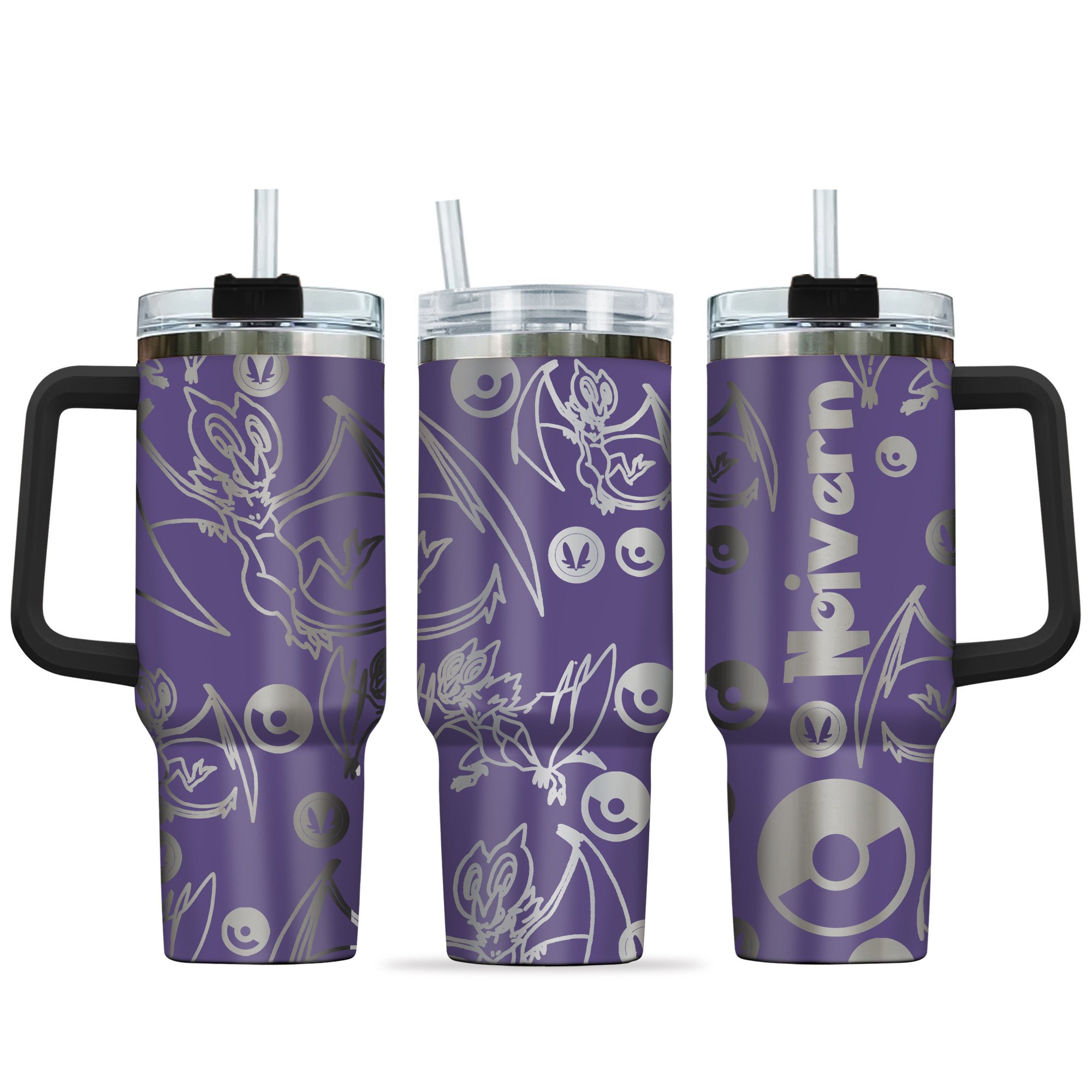 Hydratemerch Noivern Pokemon Anime Custom Stanley Quencher 40oz Stainless Steel Tumbler With Handle