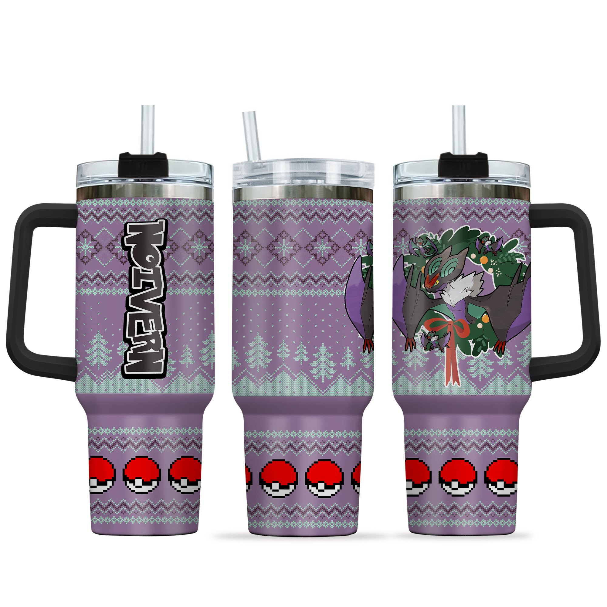 Hydratemerch Noivern Pokemon Anime Custom Stanley Quencher 40oz Stainless Steel Tumbler With Handle