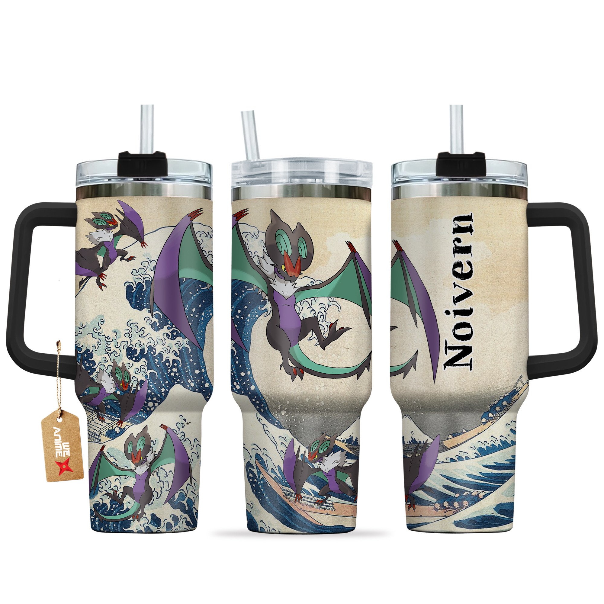 Hydratemerch Noivern Pokemon Anime Custom Stanley Quencher 40oz Stainless Steel Tumbler With Handle