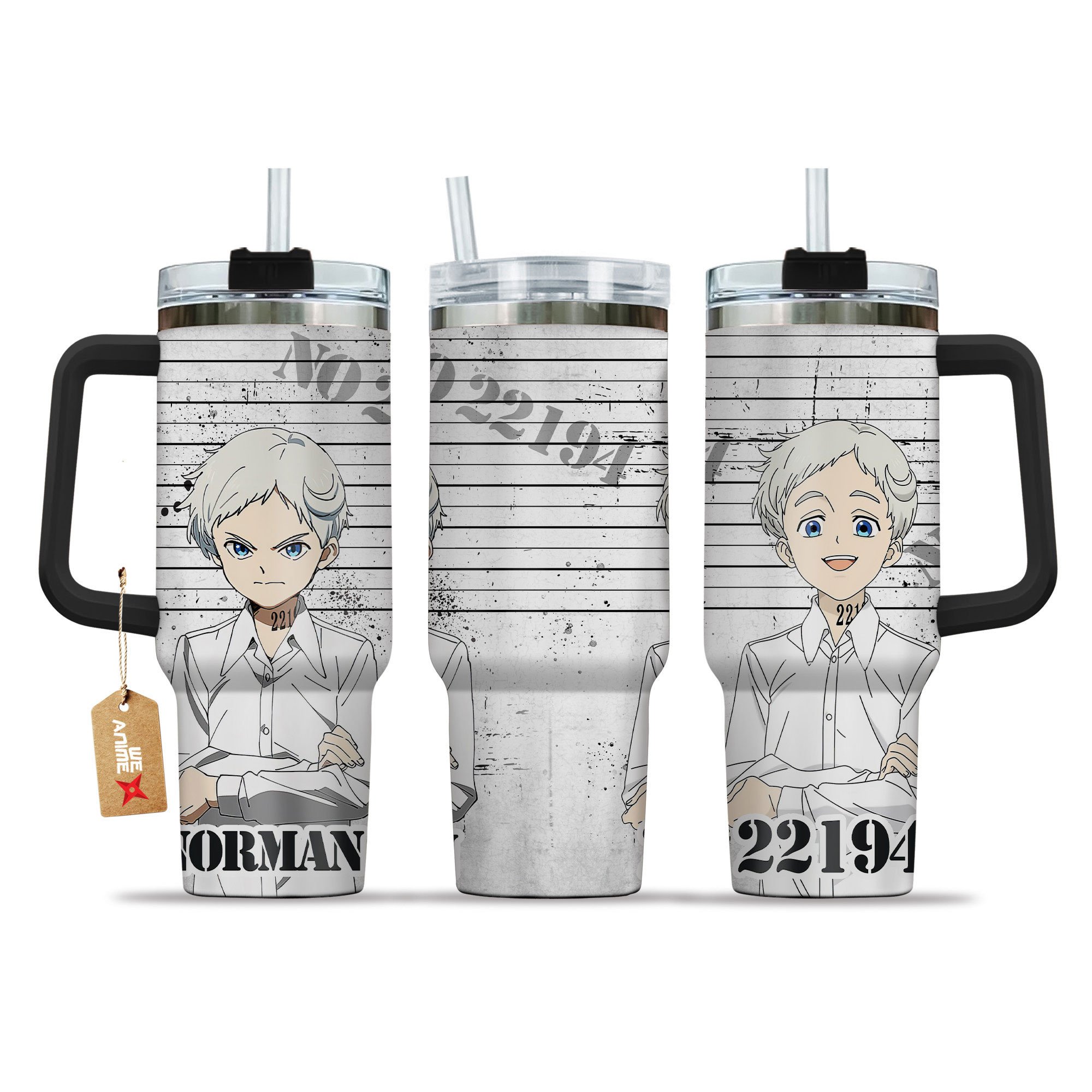 Hydratemerch Norman The Promised Neverland Anime Custom Stanley Quencher 40oz Stainless Steel Tumbler With Handle