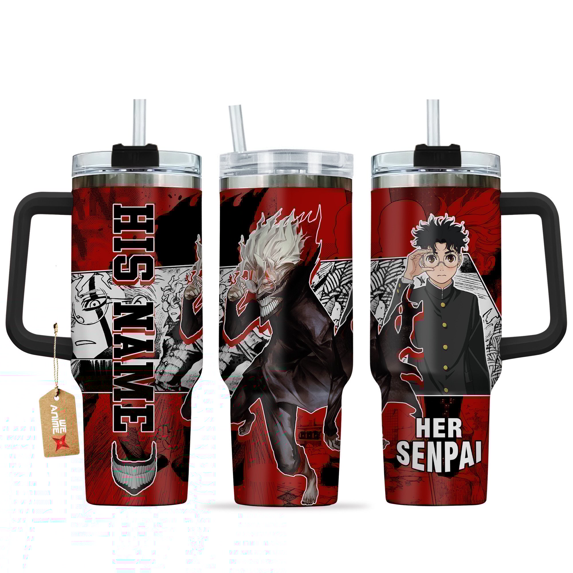 Hydratemerch Okarun Turbo Dandadan Anime Custom Stanley Quencher 40oz Stainless Steel Tumbler With Handle