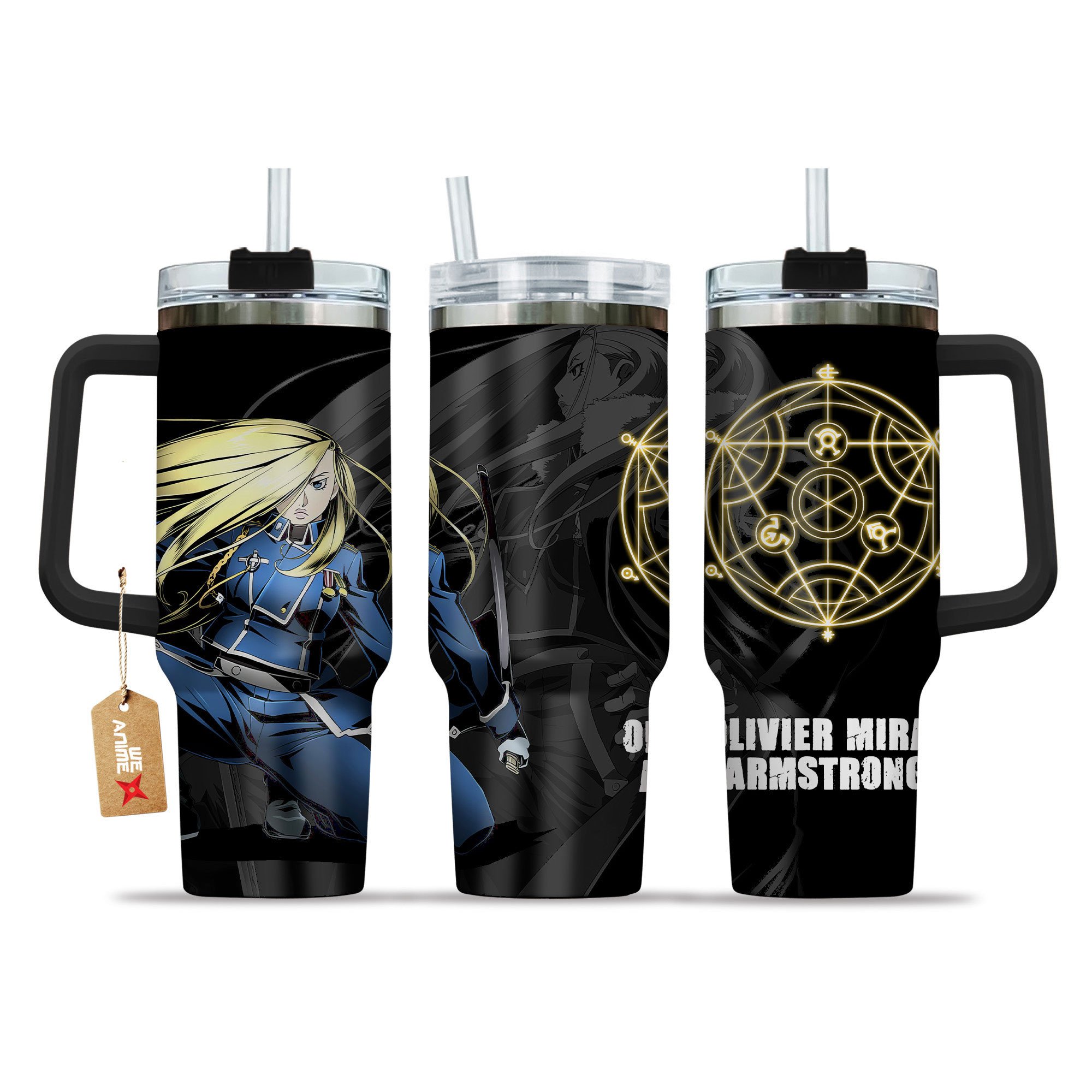 Hydratemerch Olivier Mira Armstrong Fullmetal Alchemist Anime Custom Stanley Quencher 40oz Stainless Steel Tumbler With Handle