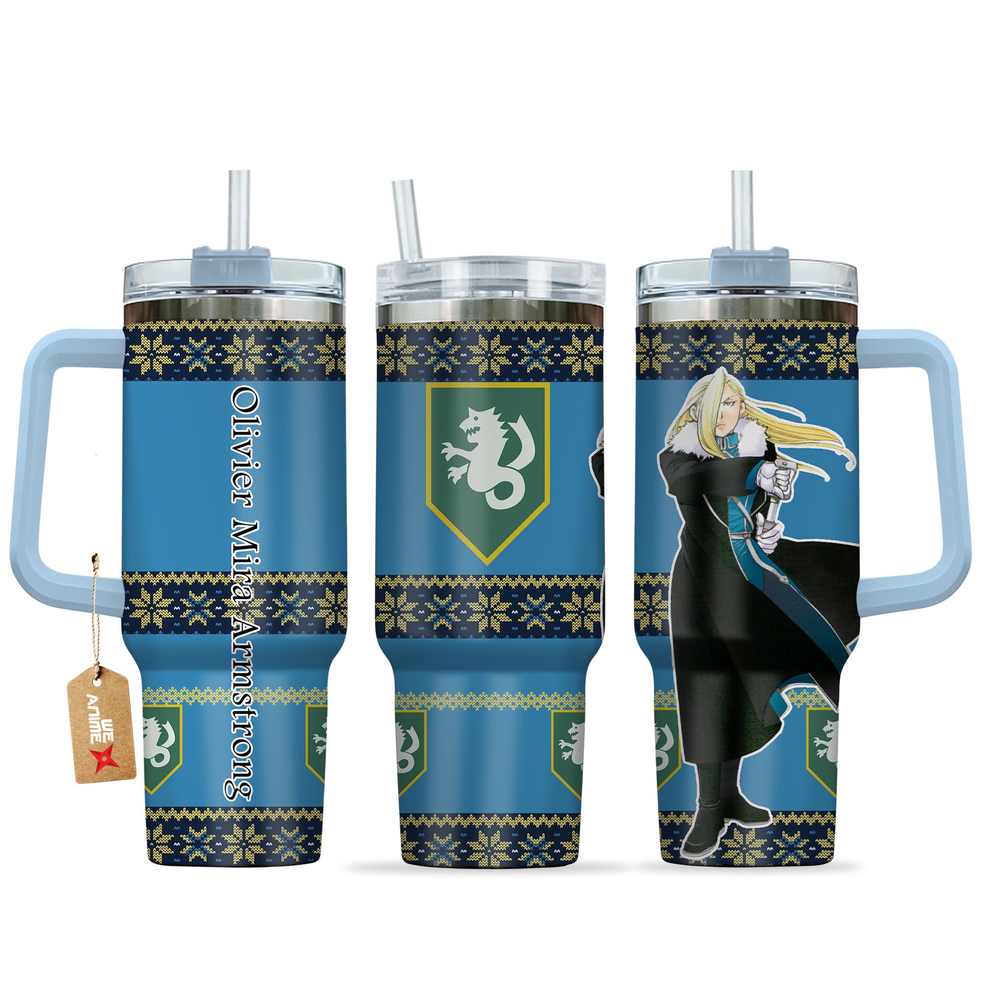 Hydratemerch Olivier Mira Armstrong Fullmetal Alchemist Anime Custom Stanley Quencher 40oz Stainless Steel Tumbler With Handle