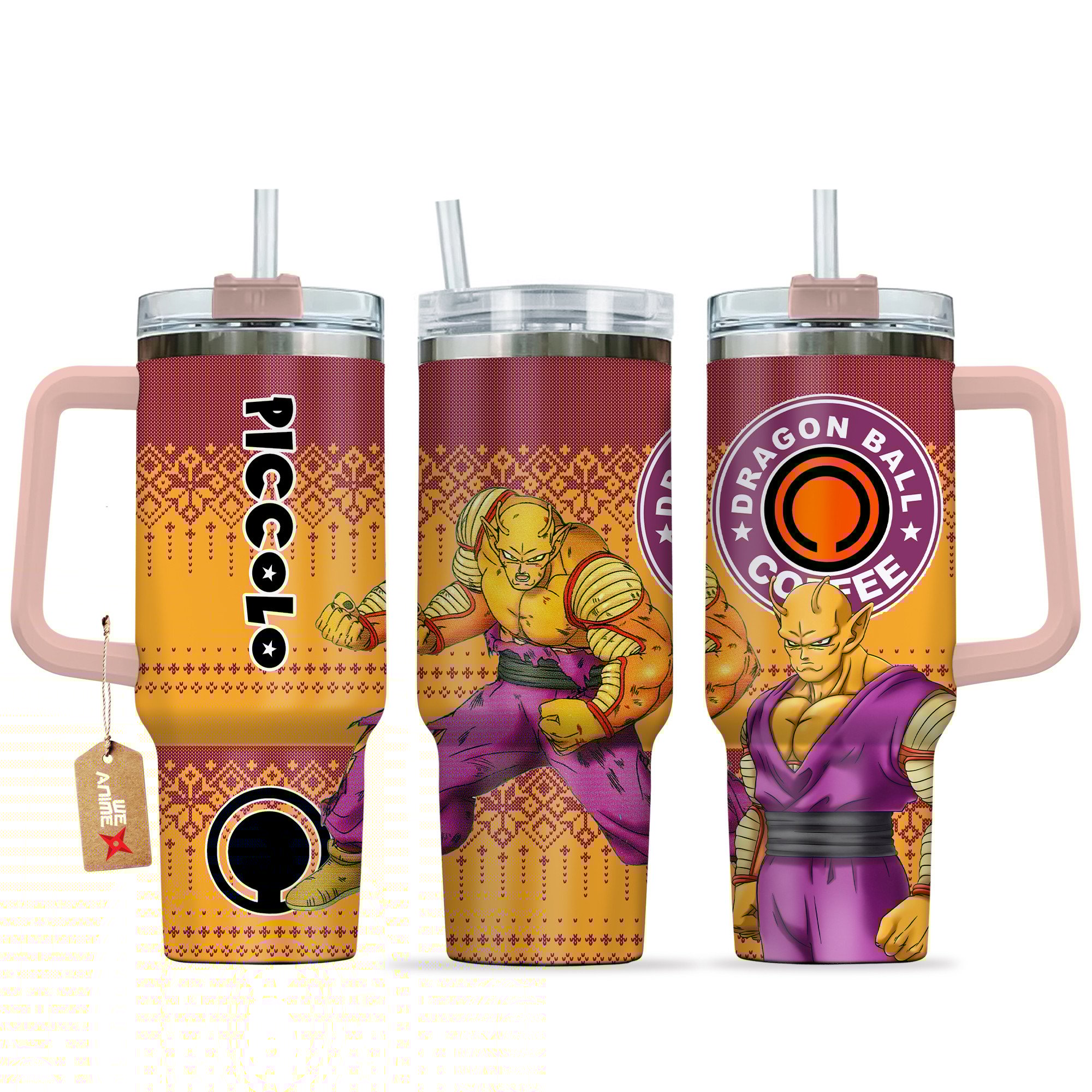 Hydratemerch Orange Piccolo Dragon Ball Z Anime Custom Stanley Quencher 40oz Stainless Steel Tumbler With Handle