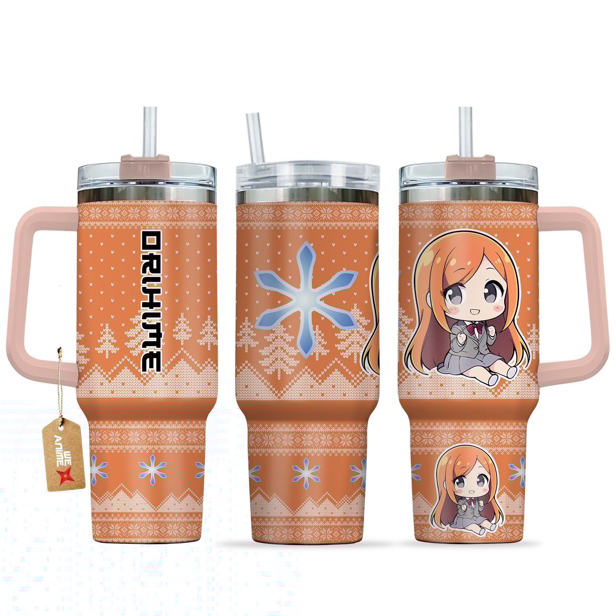 Hydratemerch Orihime Inoue Bleach Anime Custom Stanley Quencher 40oz Stainless Steel Tumbler With Handle