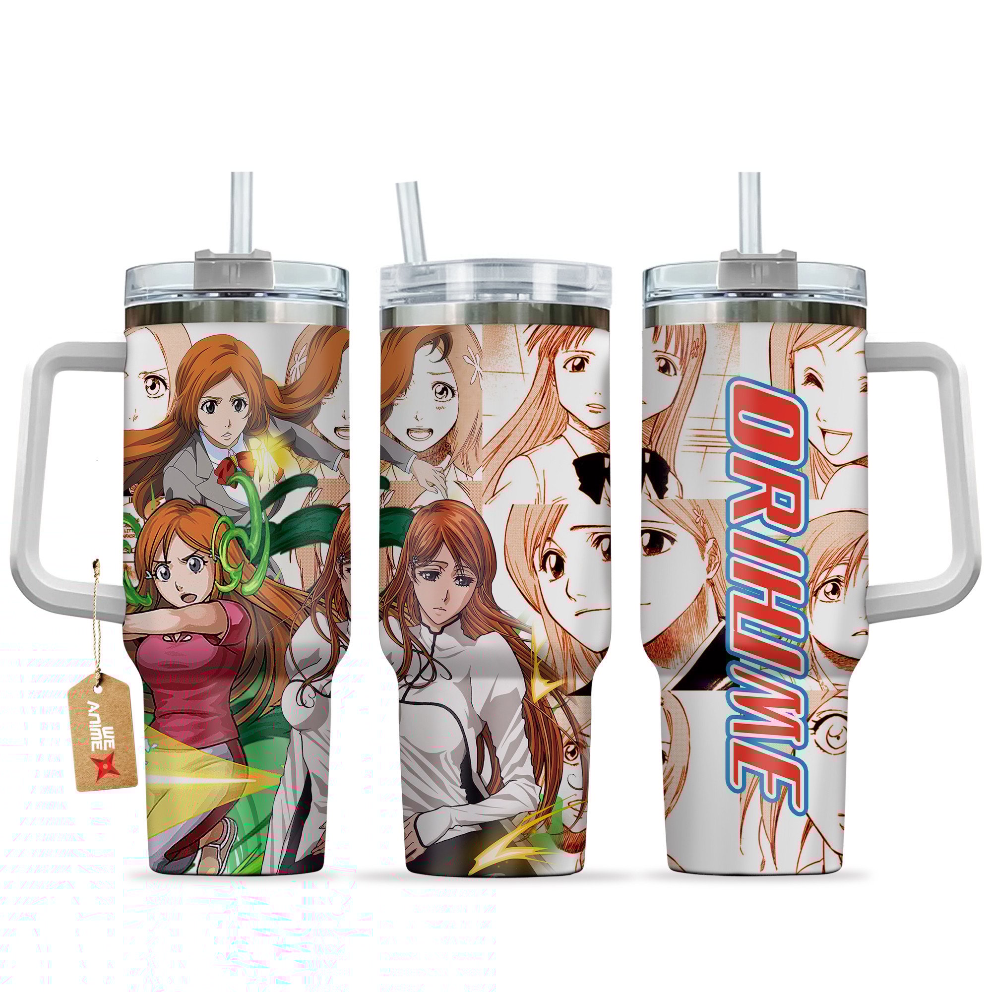 Hydratemerch Orihime Inoue Orihime Inoue Anime Custom Stanley Quencher 40oz Stainless Steel Tumbler With Handle