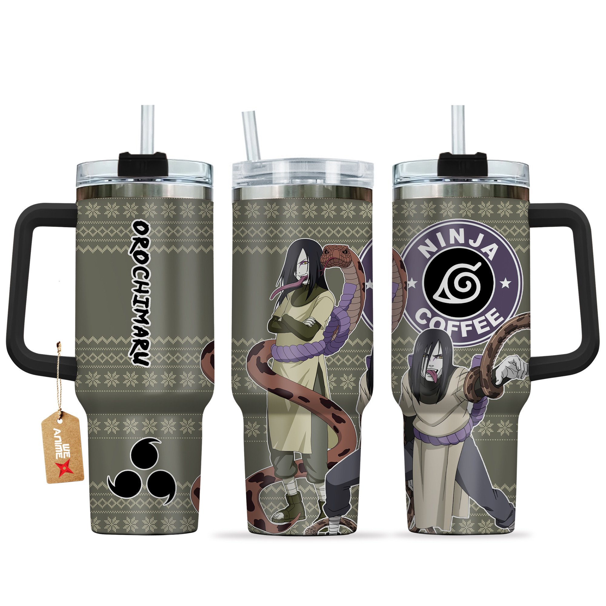 Hydratemerch Orochimaru Naruto Anime Custom Stanley Quencher 40oz Stainless Steel Tumbler With Handle
