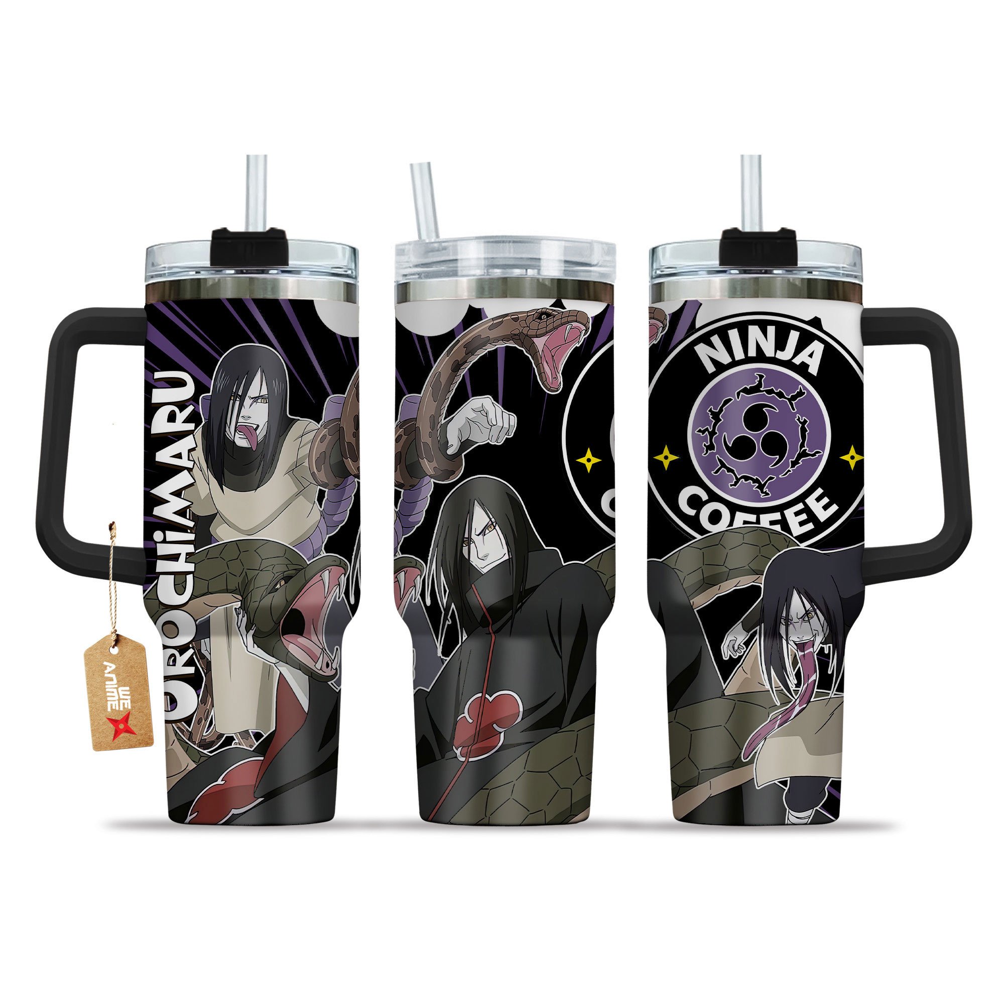 Hydratemerch Orochimaru Naruto Anime Custom Stanley Quencher 40oz Stainless Steel Tumbler With Handle