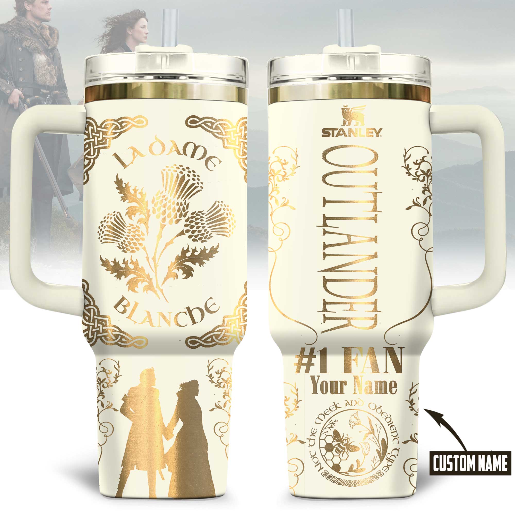 Hydratemerch Outlander TV Series Custom Stanley Quencher 40oz Stainless Steel Tumbler With Handle
