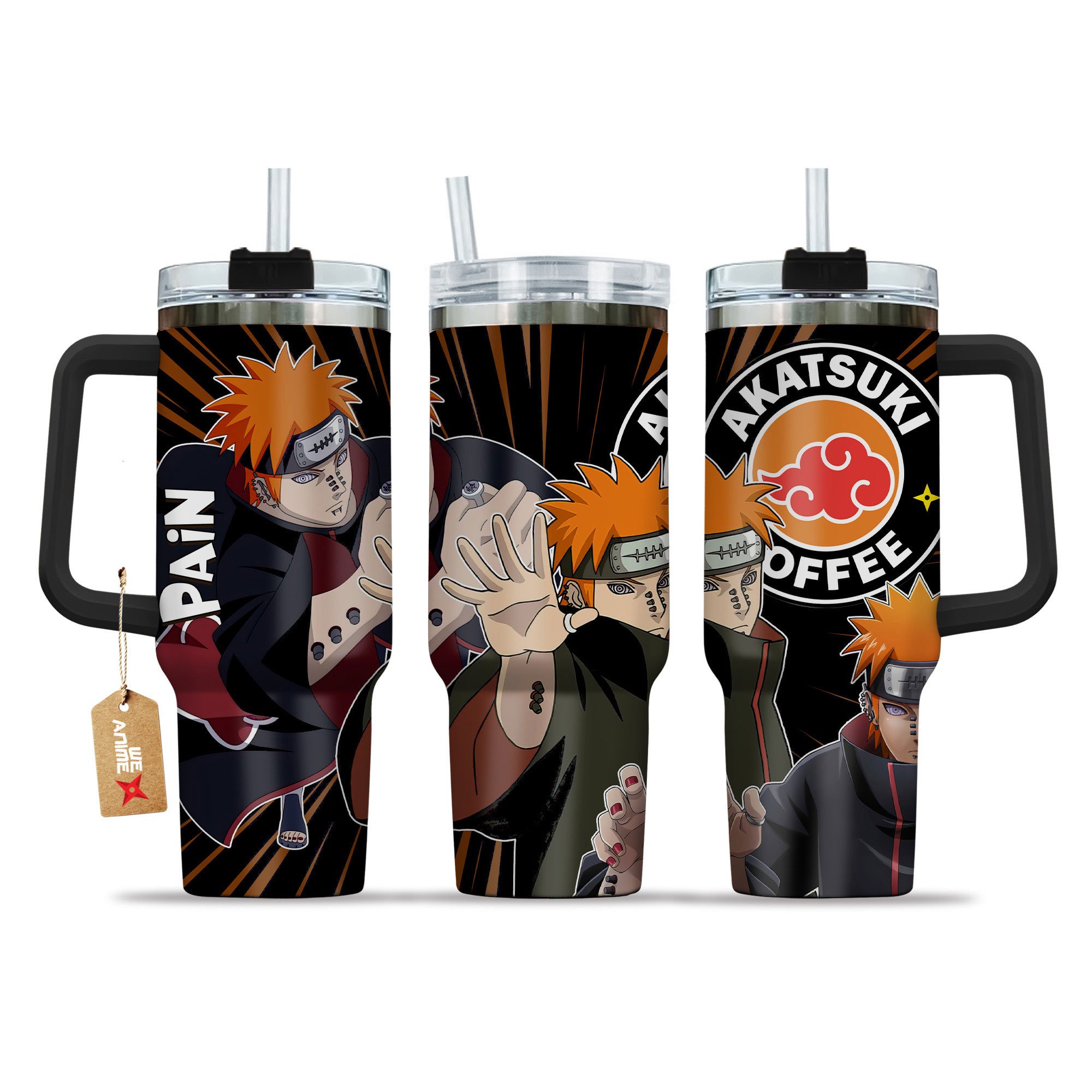Hydratemerch Pain Naruto Anime Custom Stanley Quencher 40oz Stainless Steel Tumbler With Handle