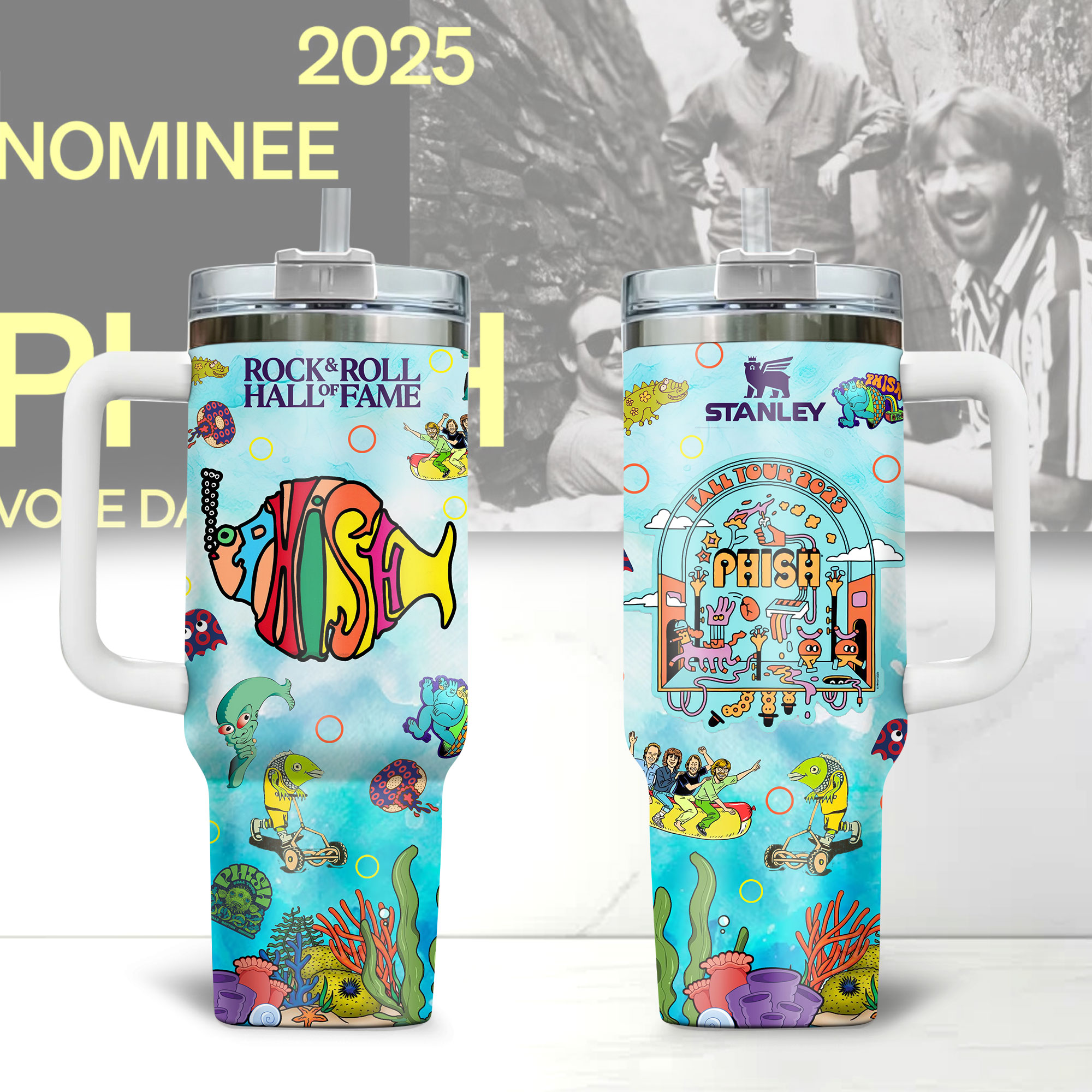 Hydratemerch Phish Music Custom Stanley Quencher 40oz Stainless Steel Tumbler With Handle