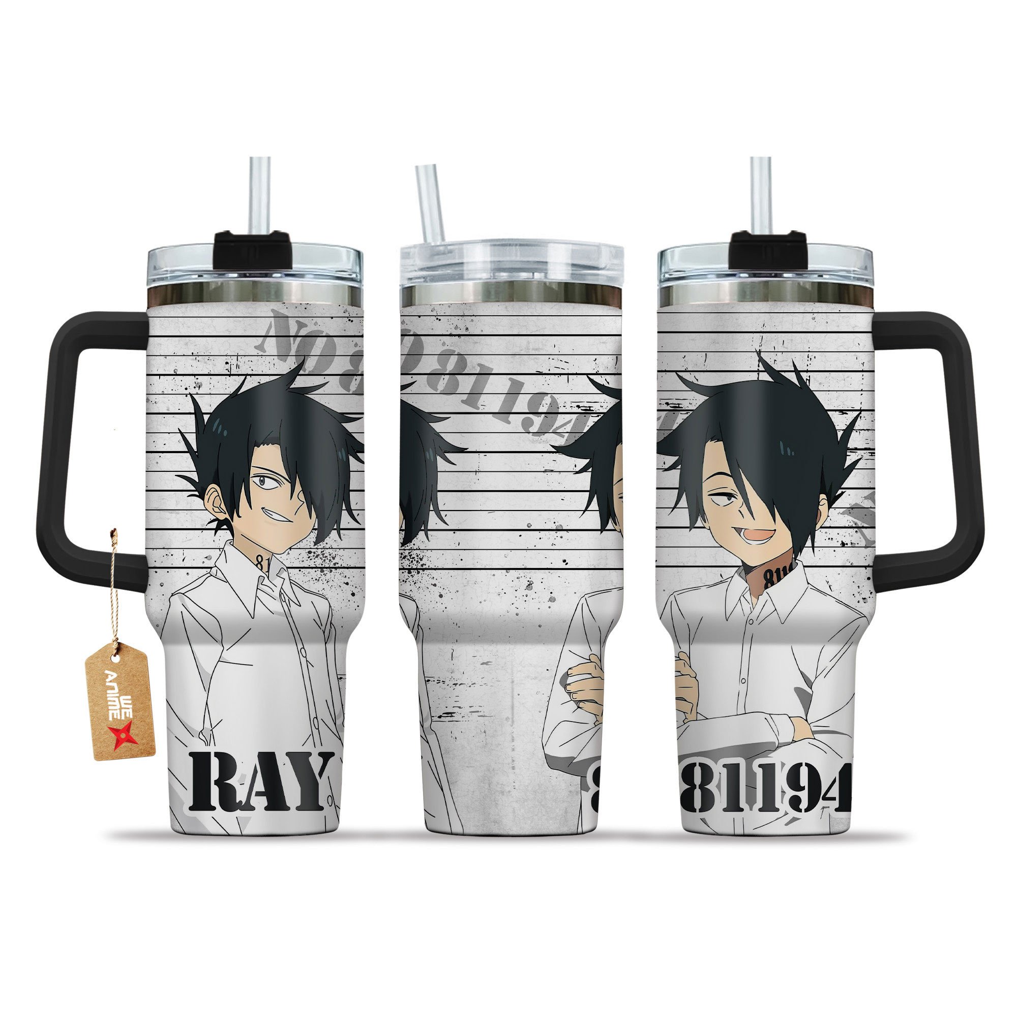 Hydratemerch Ray The Promised Neverland Anime Custom Stanley Quencher 40oz Stainless Steel Tumbler With Handle