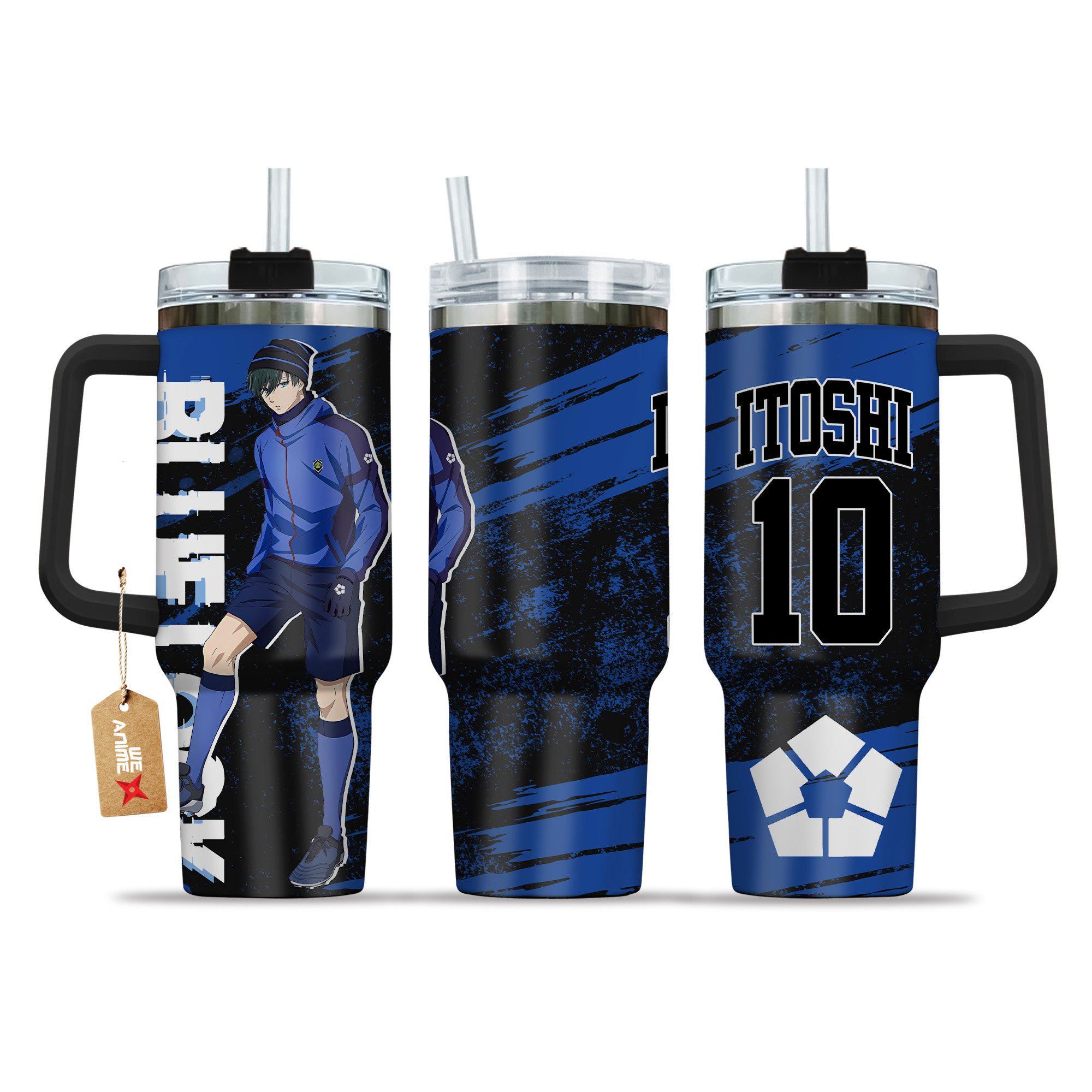Hydratemerch Rin Itoshi 10 Blue Lock Anime Custom Stanley Quencher 40oz Stainless Steel Tumbler With Handle