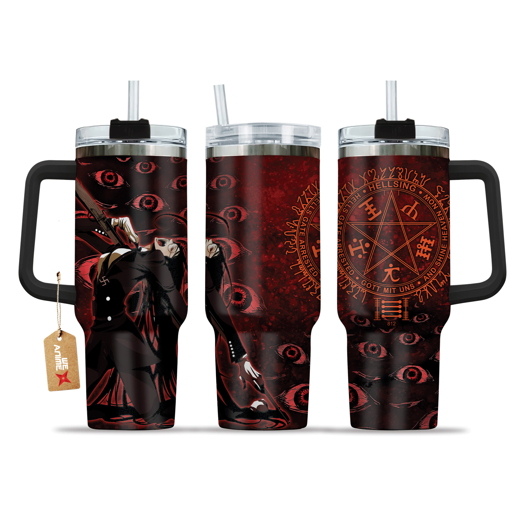 Hydratemerch Rip Van Winkle Hellsing Anime Custom Stanley Quencher 40oz Stainless Steel Tumbler With Handle