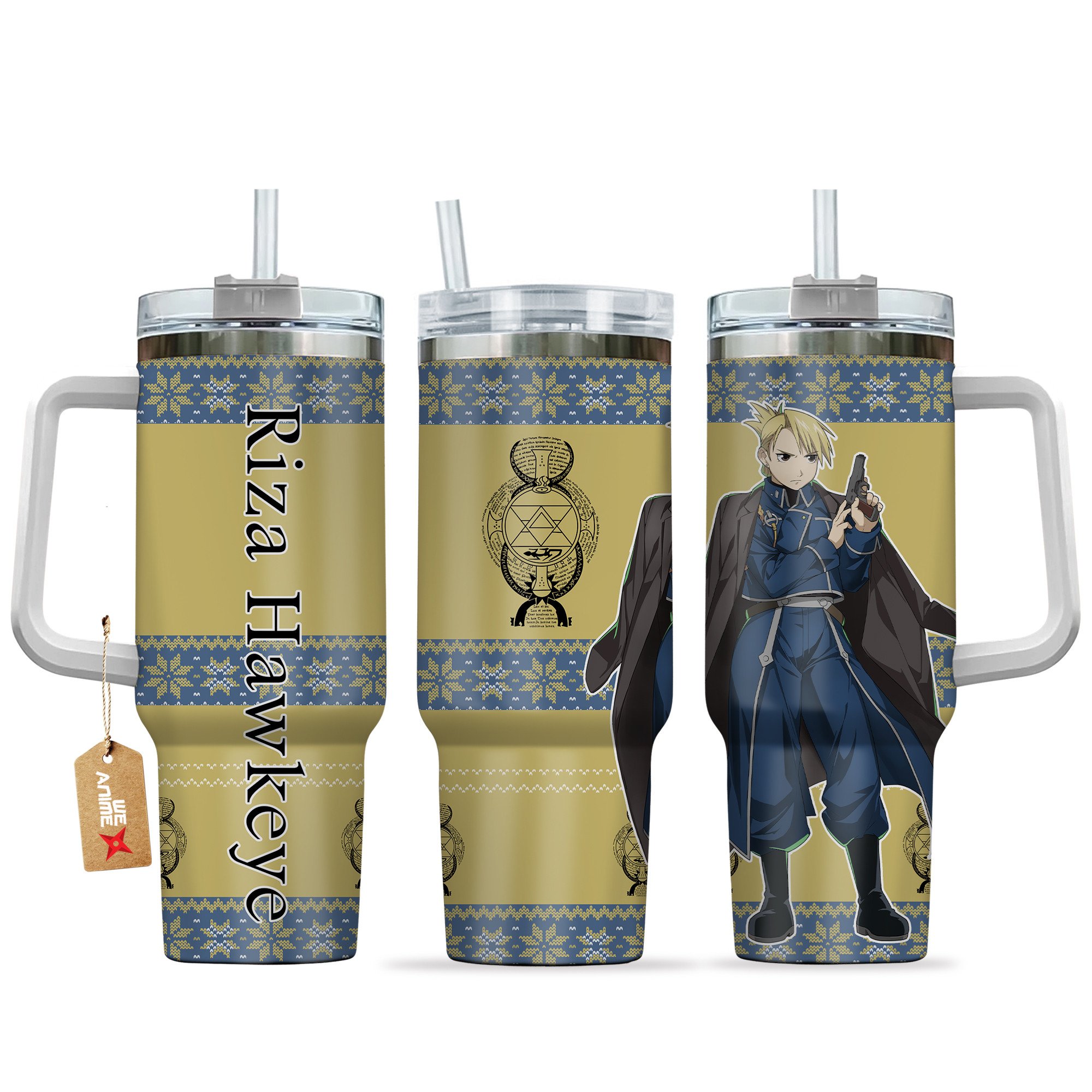 Hydratemerch Riza Hawkeye Fullmetal Alchemist Anime Custom Stanley Quencher 40oz Stainless Steel Tumbler With Handle