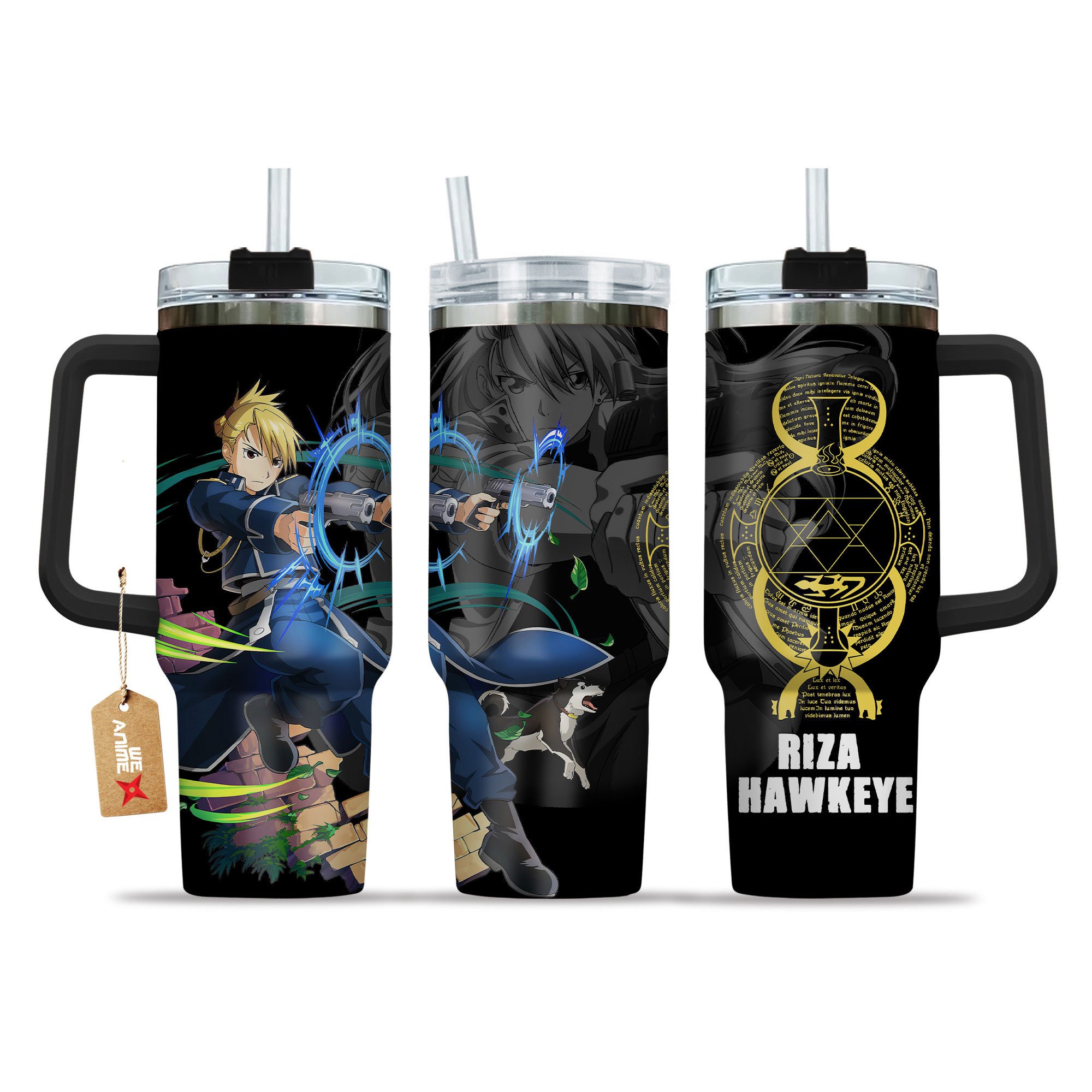 Hydratemerch Riza Hawkeye Fullmetal Alchemist Anime Custom Stanley Quencher 40oz Stainless Steel Tumbler With Handle