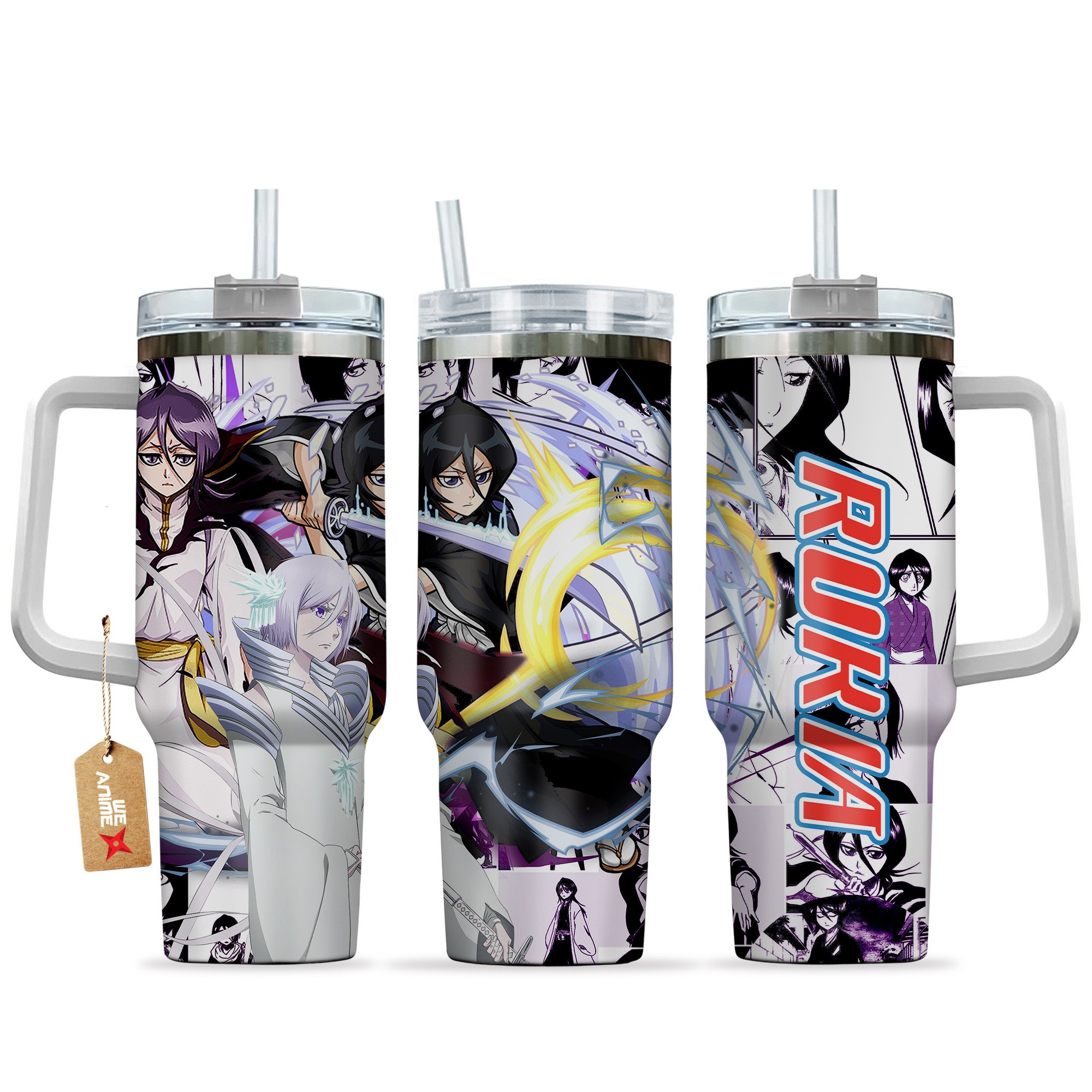 Hydratemerch Rukia Kuchiki Bleach Anime Custom Stanley Quencher 40oz Stainless Steel Tumbler With Handle