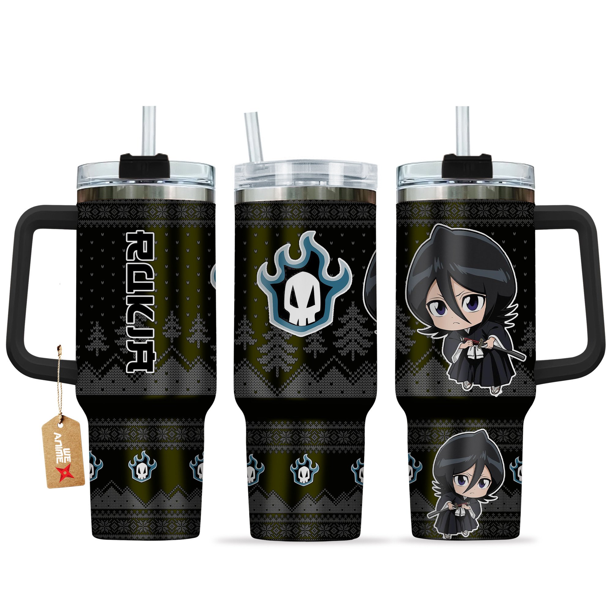 Hydratemerch Rukia Kuchiki Bleach Anime Custom Stanley Quencher 40oz Stainless Steel Tumbler With Handle