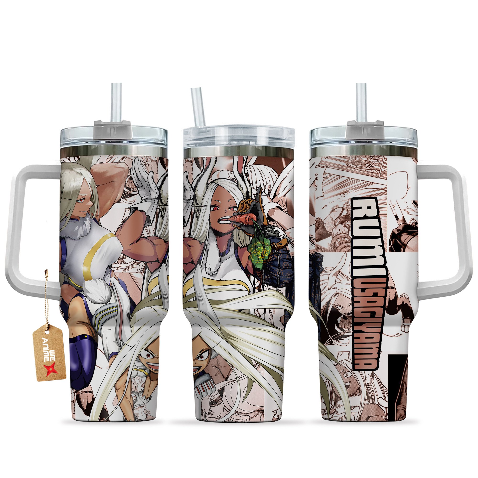 Hydratemerch Rumi Usagiyama (Mirko) My Hero Academia Anime Custom Stanley Quencher 40oz Stainless Steel Tumbler With Handle
