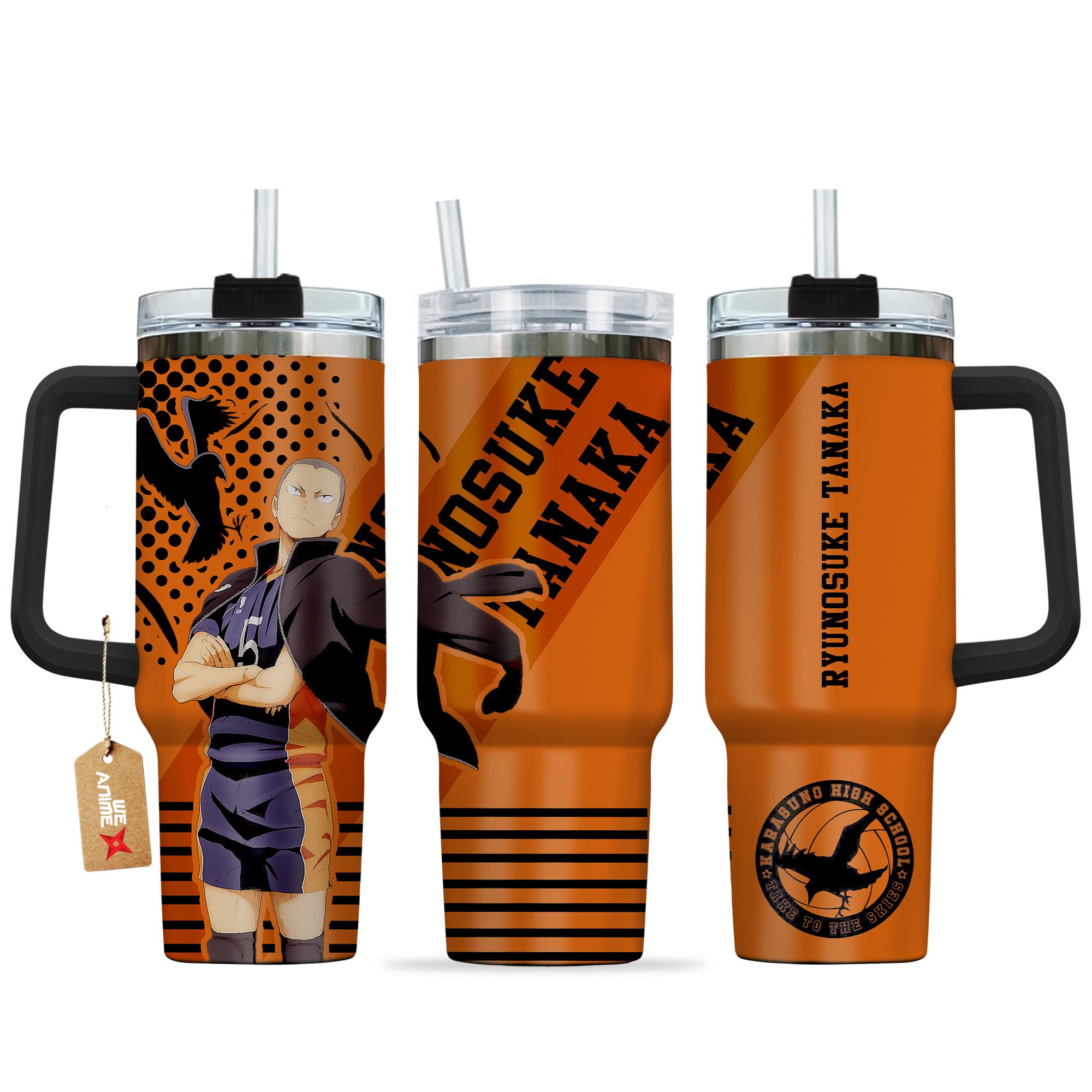 Hydratemerch Ryunosuke Tanaka Haikyu!! Anime Custom Stanley Quencher 40oz Stainless Steel Tumbler With Handle