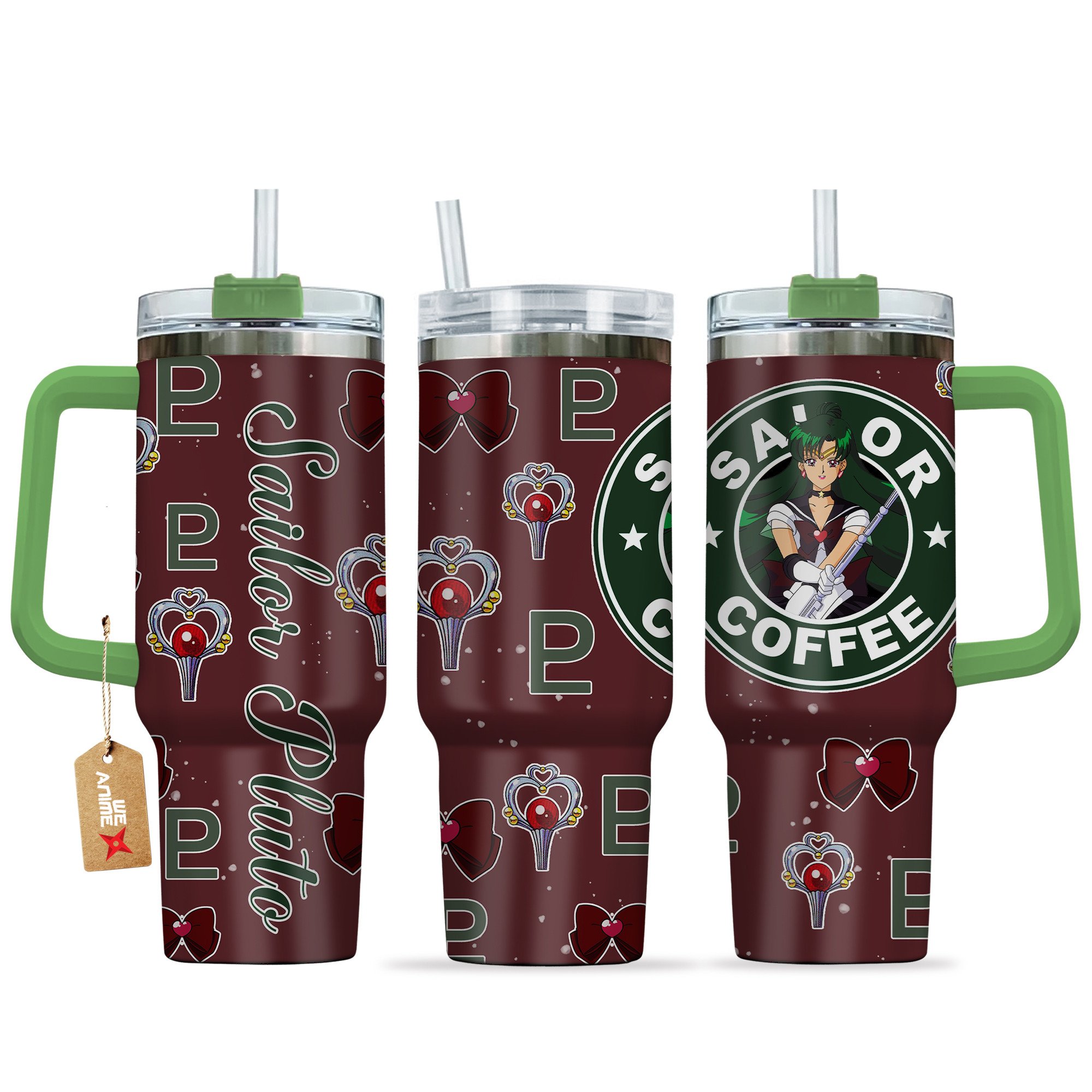 Hydratemerch Sailor Pluto Sailor Moon Anime Custom Stanley Quencher 40oz Stainless Steel Tumbler With Handle