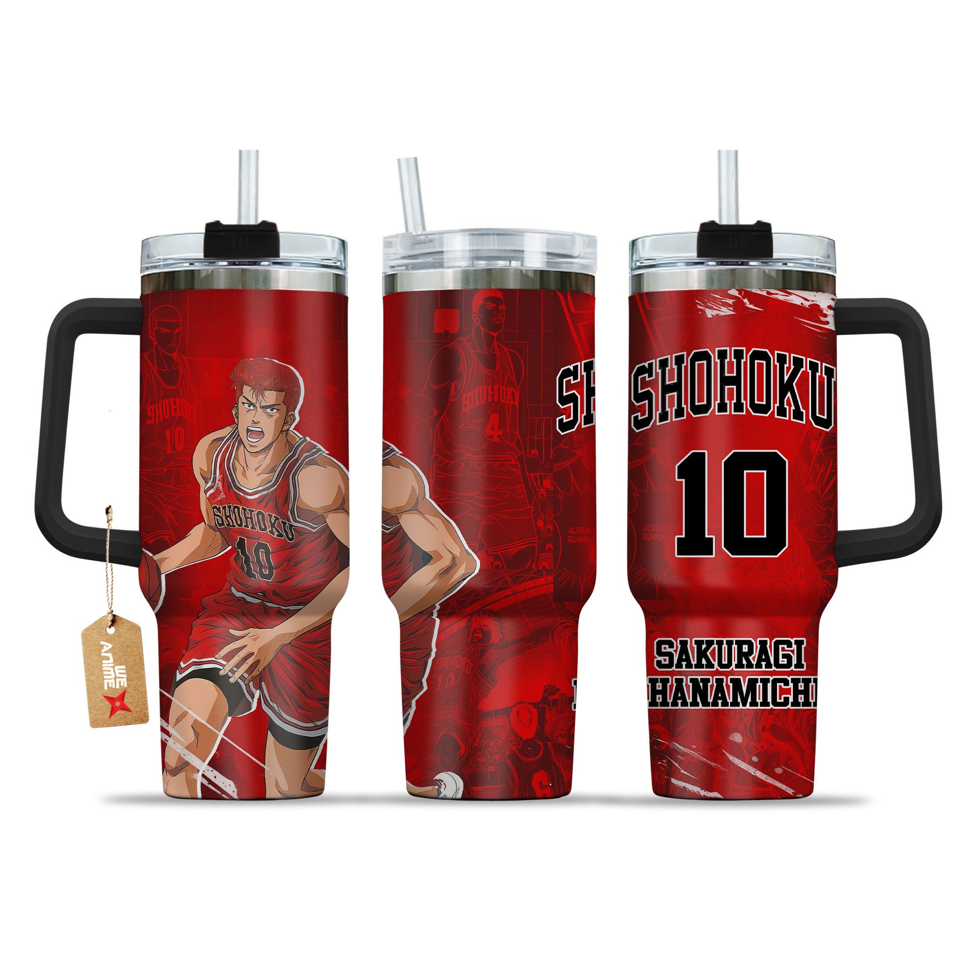 Hydratemerch Sakuragi Hanamichi Slam Dunk Anime Custom Stanley Quencher 40oz Stainless Steel Tumbler With Handle