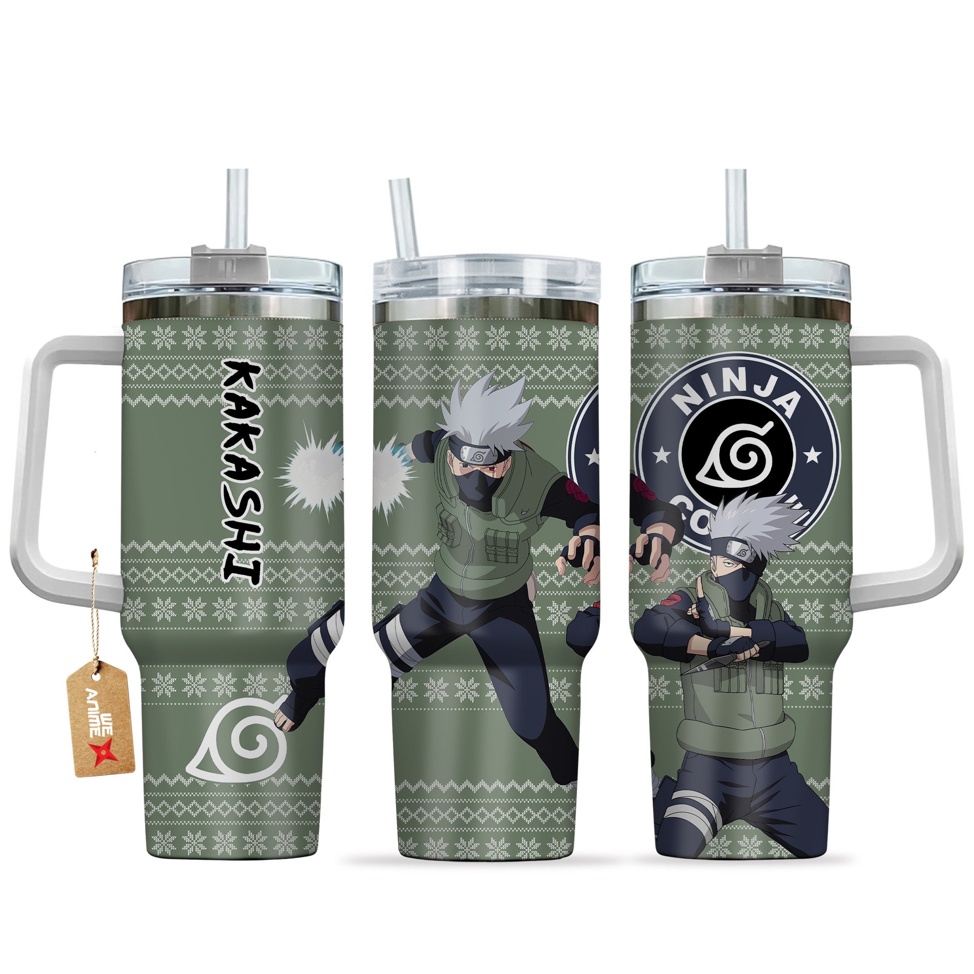 Hydratemerch Sasuke Naruto Anime Custom Stanley Quencher 40oz Stainless Steel Tumbler With Handle