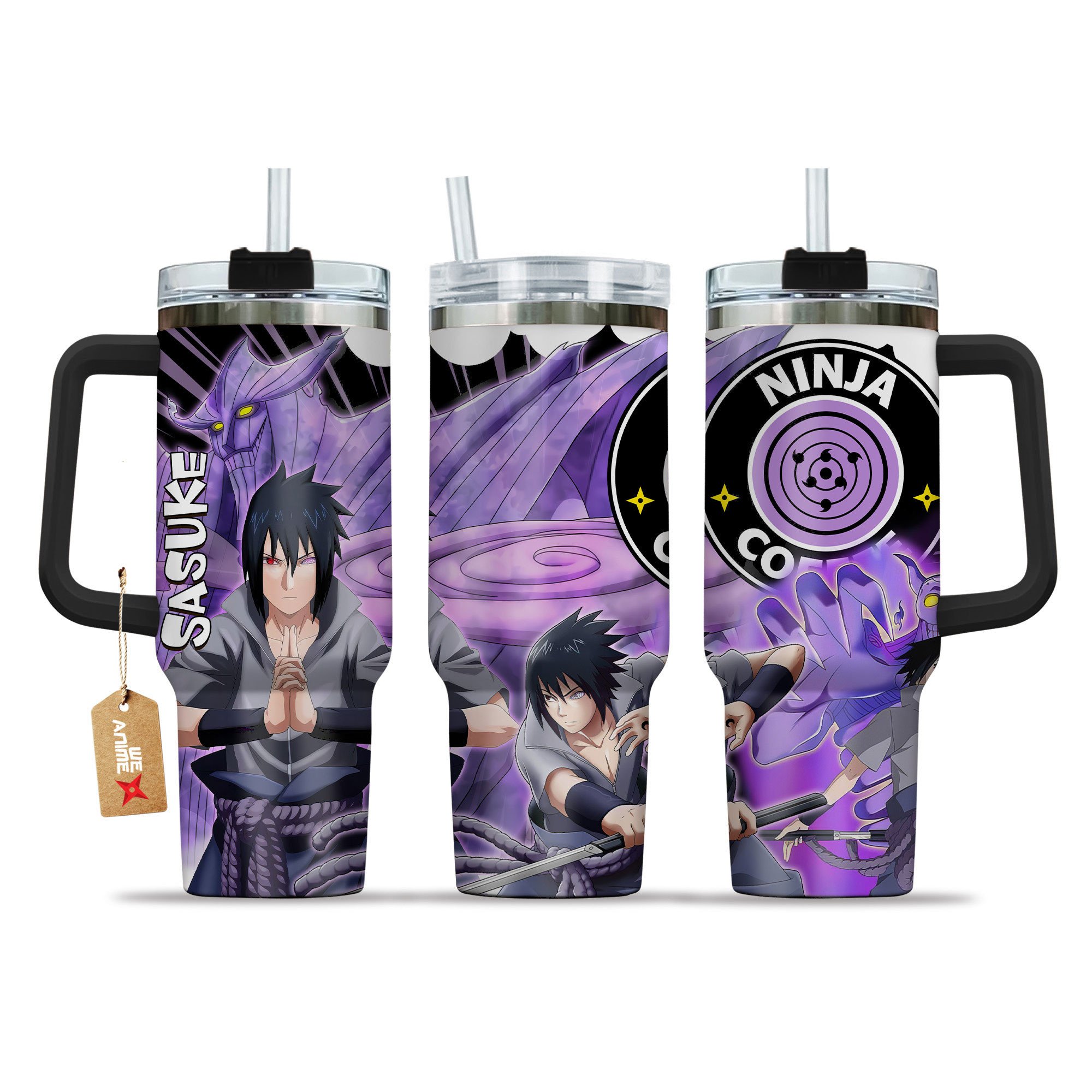 Hydratemerch Sasuke Susanoo Naruto Anime Custom Stanley Quencher 40oz Stainless Steel Tumbler With Handle