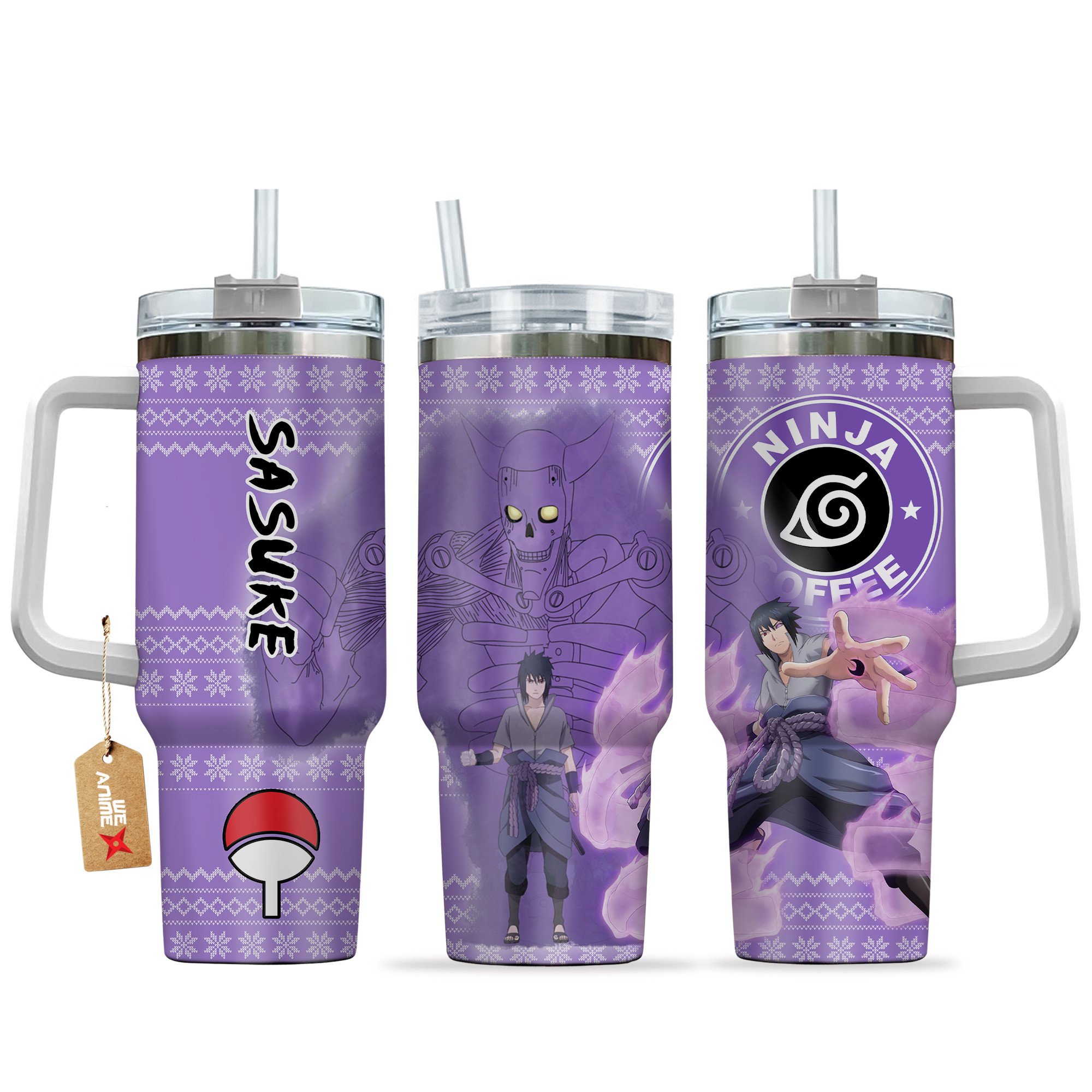 Hydratemerch Sasuke Susanoo Naruto Anime Custom Stanley Quencher 40oz Stainless Steel Tumbler With Handle