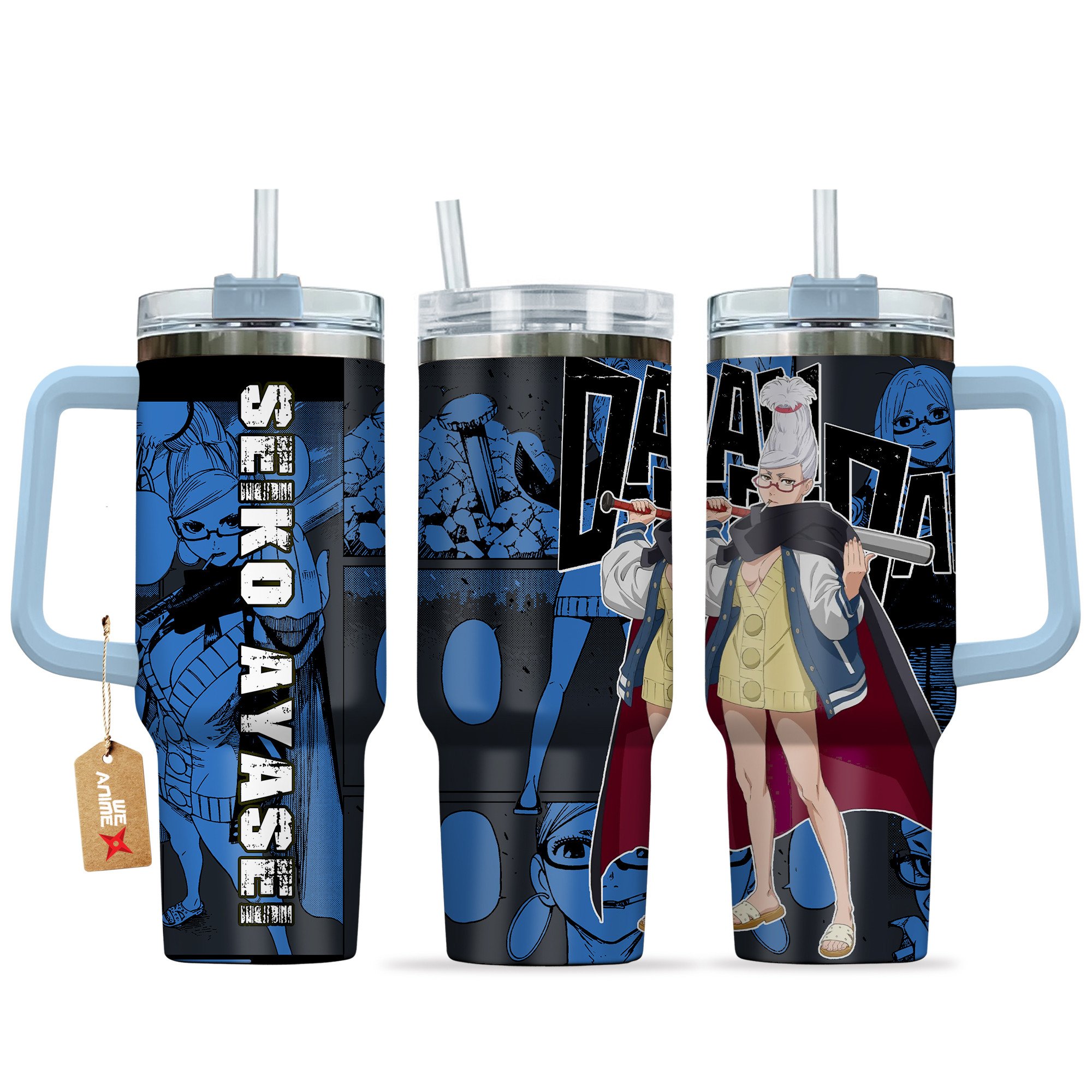 Hydratemerch Seiko Ayase Dandadan Anime Custom Stanley Quencher 40oz Stainless Steel Tumbler With Handle