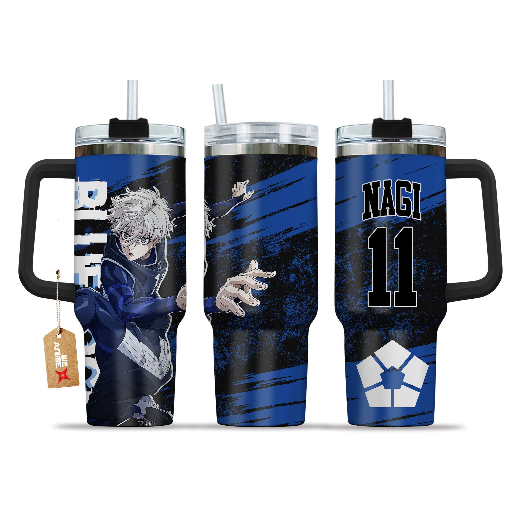 Hydratemerch Seishiro Nagi 11 Blue Lock Anime Custom Stanley Quencher 40oz Stainless Steel Tumbler With Handle