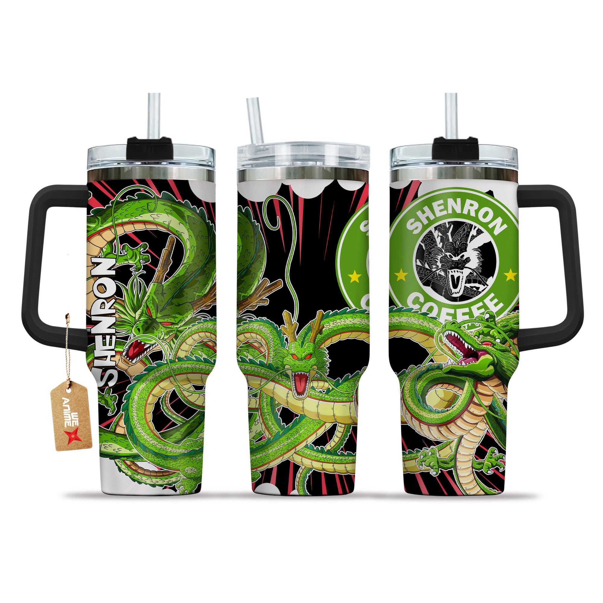 Hydratemerch Shenron Dragon Ball Anime Custom Stanley Quencher 40oz Stainless Steel Tumbler With Handle