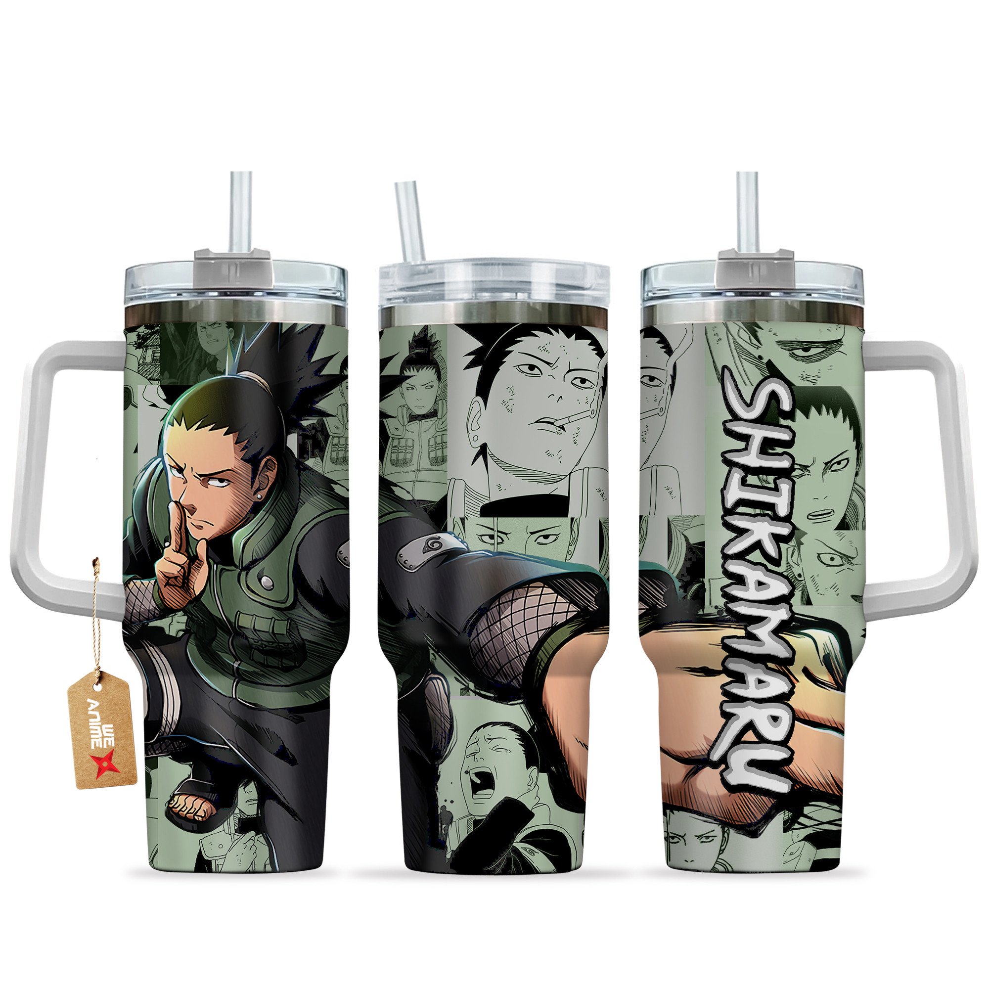 Hydratemerch Shikamaru Nara Naruto Anime Custom Stanley Quencher 40oz Stainless Steel Tumbler With Handle