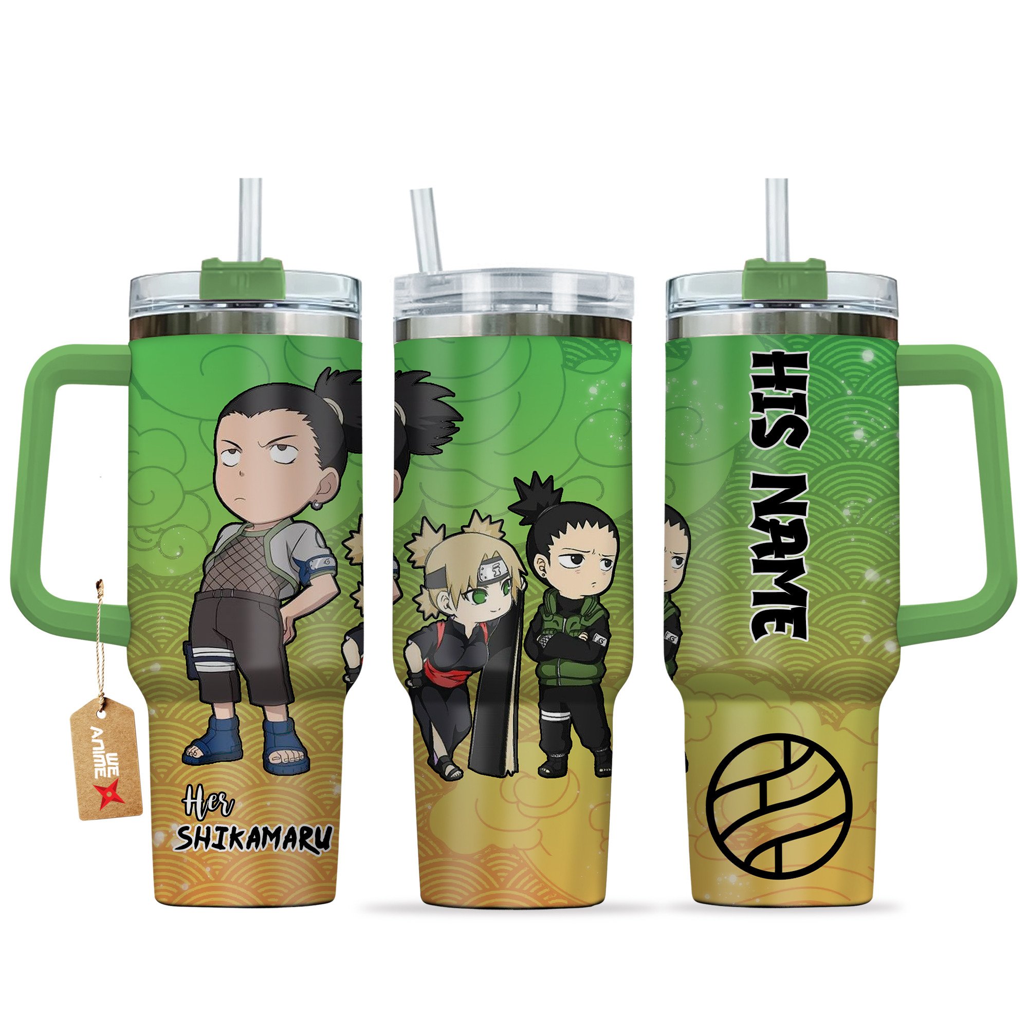 Hydratemerch Shikamaru Nara Naruto Anime Valentine Custom Stanley Quencher 40oz Stainless Steel Tumbler With Handle