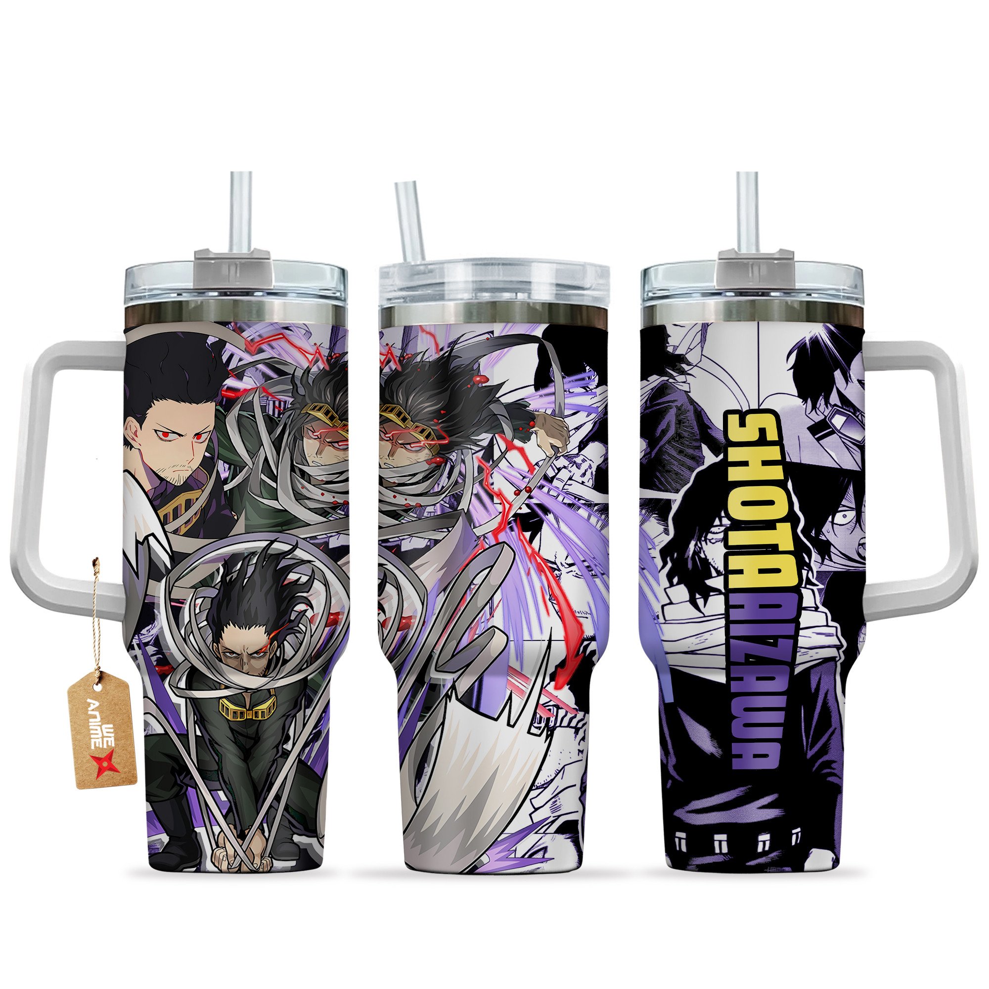 Hydratemerch Shota Aizawa (Eraser Head) My Hero Academia Anime Custom Stanley Quencher 40oz Stainless Steel Tumbler With Handle