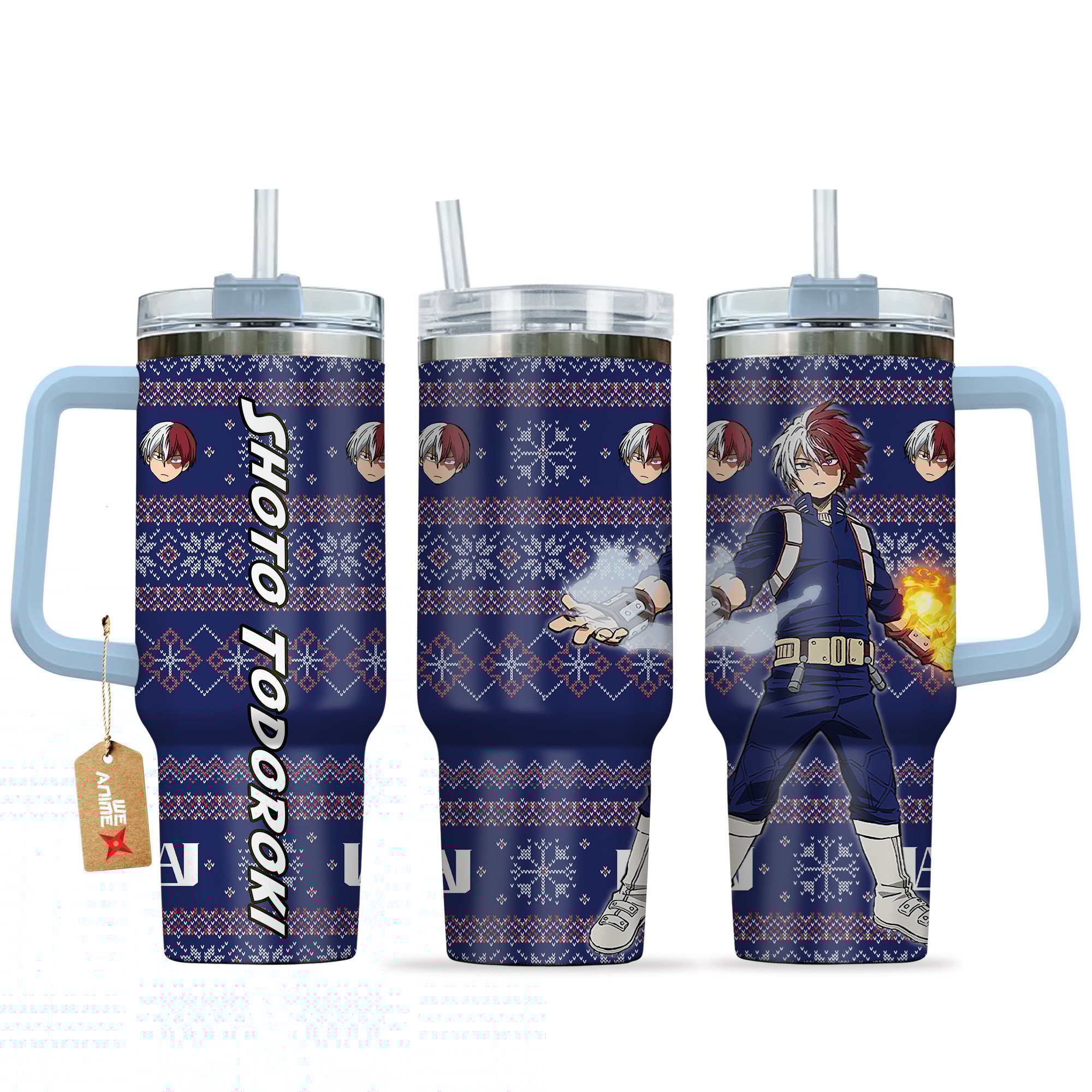 Hydratemerch Shoto Todoroki My Hero Academia Anime Custom Stanley Quencher 40oz Stainless Steel Tumbler With Handle